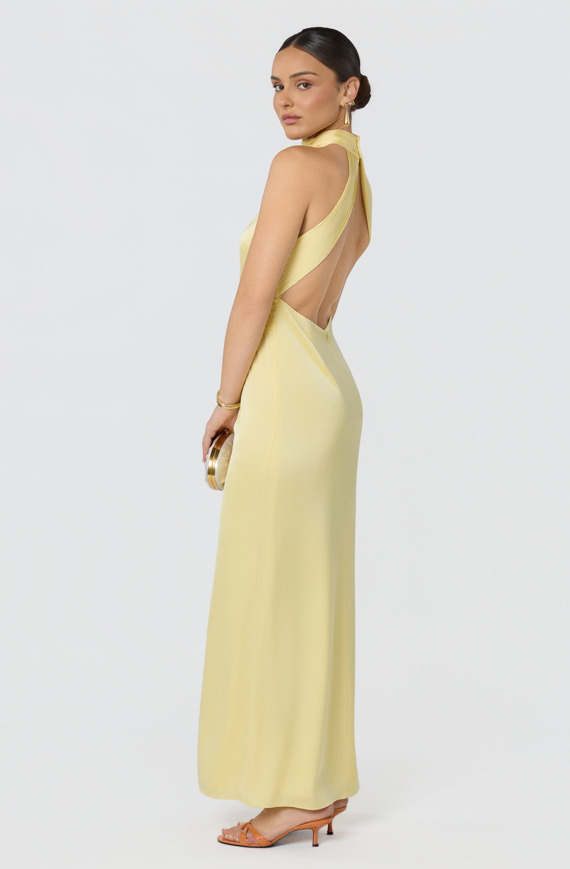 strapless open back dress Mermaid V Neck Long Yellow Prom Dress with Open Back – FancyVestido