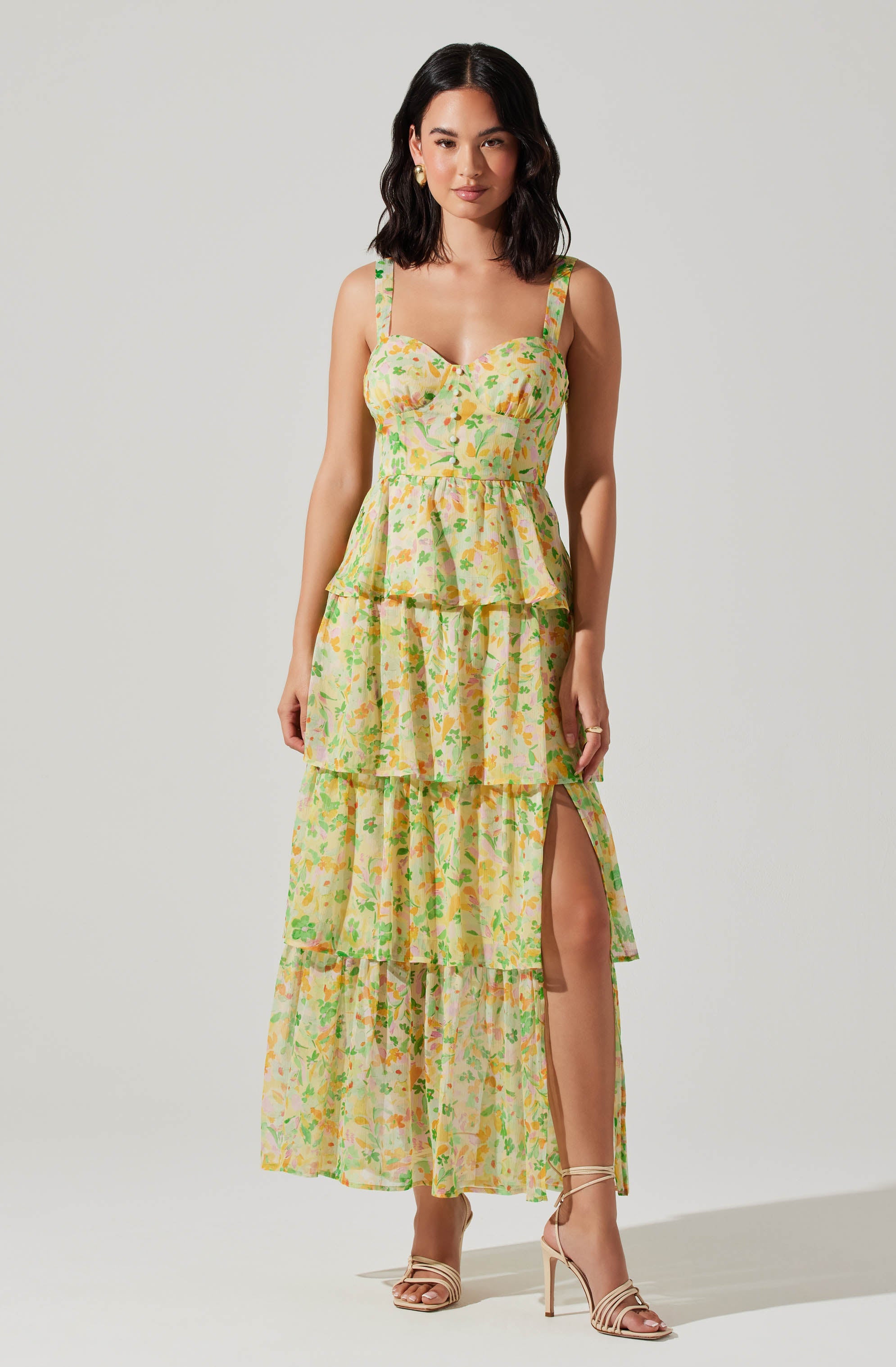 Astr The Label Midsummer Dress - Yellow Green Multi Astr The Label Midsummer Dress - Yellow Green Multi