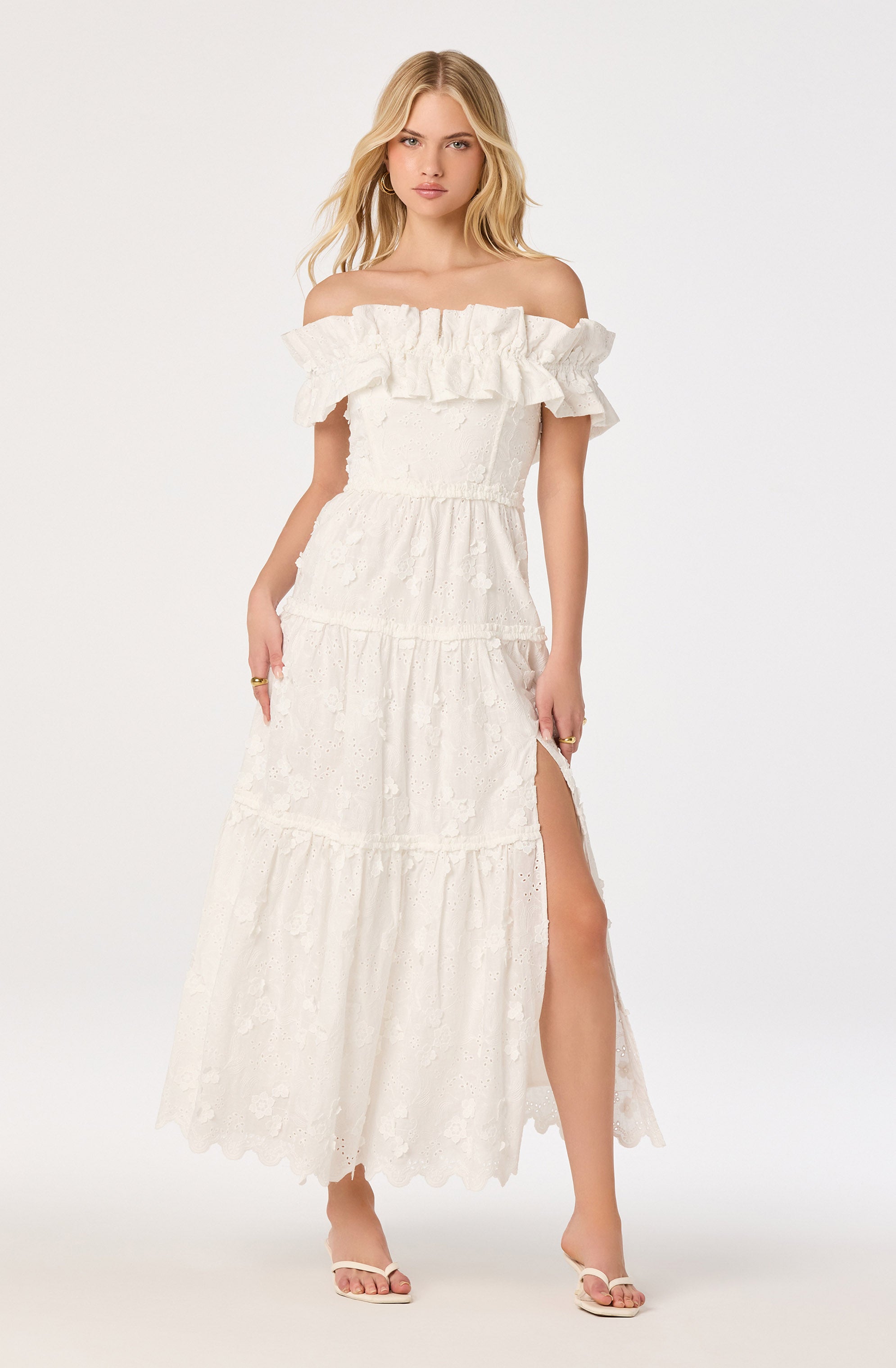 ASTR the Label | Piccola Off Shoulder Midi Dress | Size M | White ASTR the Label | Piccola Off Shoulder Midi Dress | Size M | White