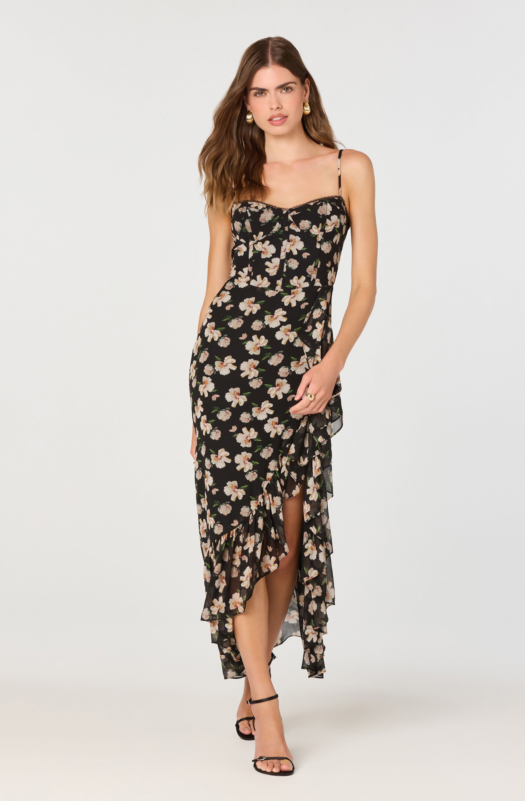 Brisbane Asymmetrical Floral Midi Dress - ASTR the Label Brisbane Asymmetrical Floral Midi Dress - ASTR the Label
