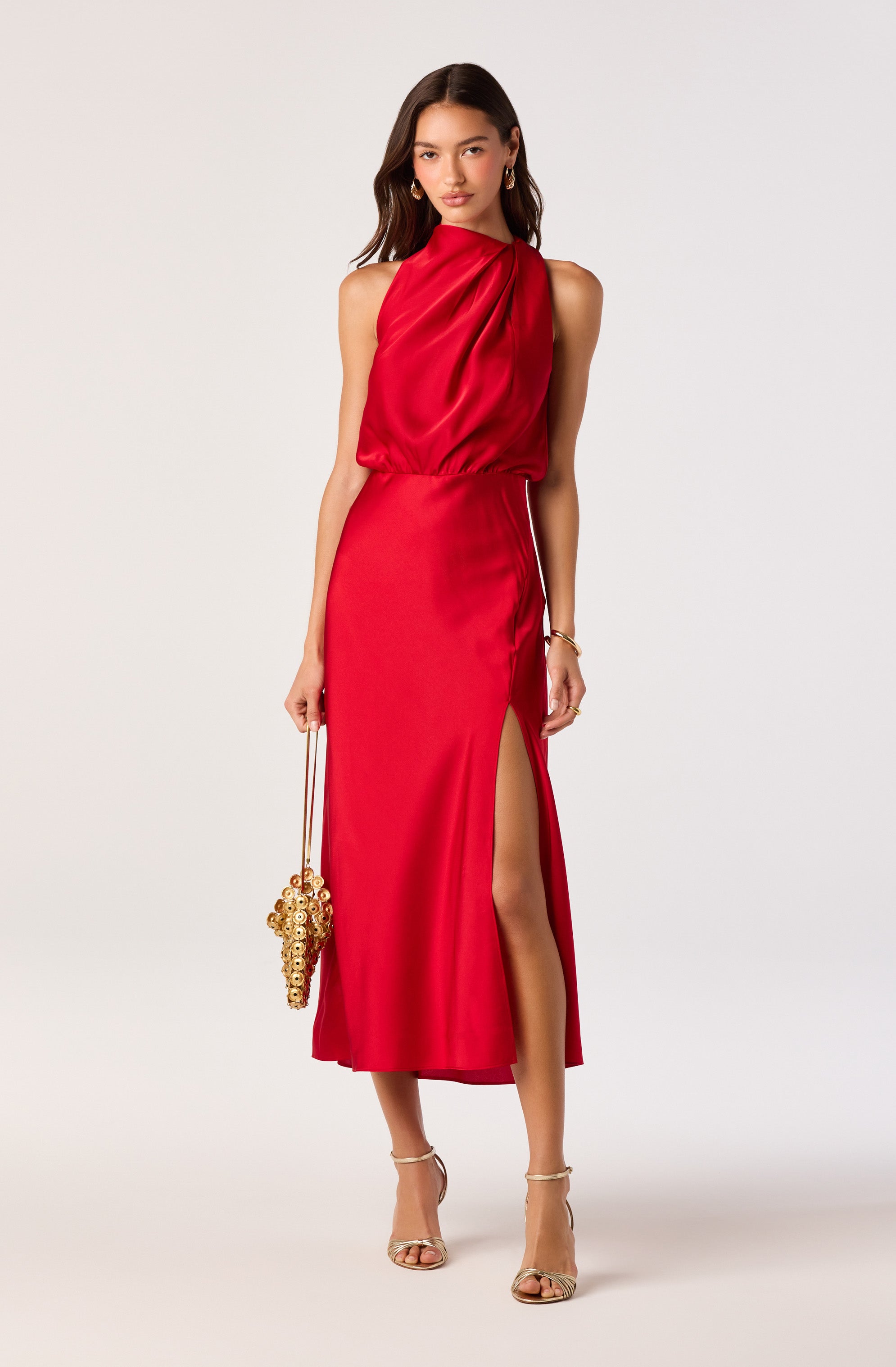 jelyn satin midi dress Kylie Jenner's black dress ss_gender:Everyone Measurements 49 1/2in from Color:CORAL SHERBET
