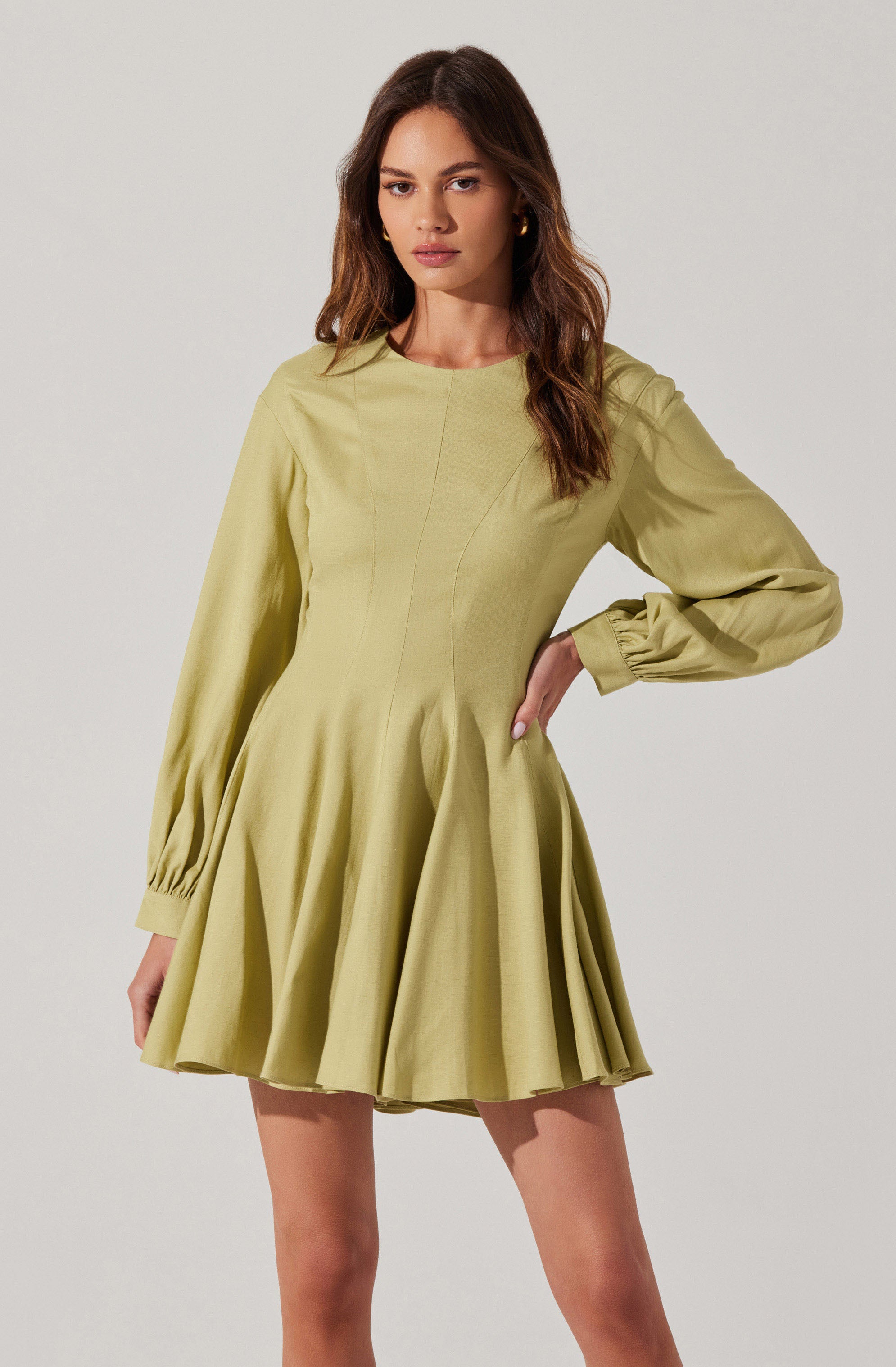Elowyn Linen Blend Skater Dress - ASTR the Label Elowyn Linen Blend Skater Dress - ASTR the Label