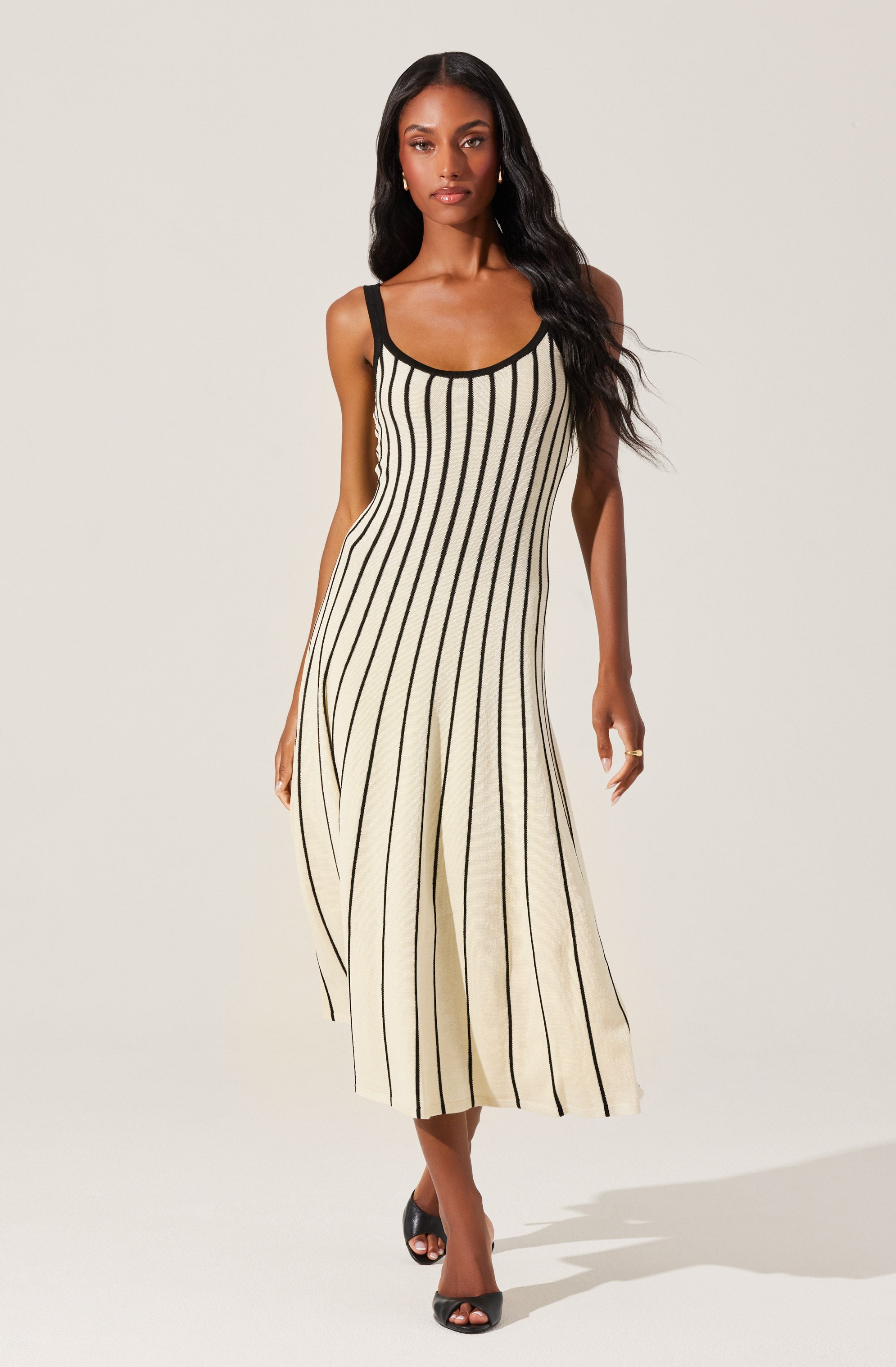 ASTR the Label | Irecia Stripe Sweater Midi Dress in Plus Size - Stripe Black Cream | Size 1X ASTR the Label | Irecia Stripe Sweater Midi Dress in Plus Size - Stripe Black Cream | Size 1X