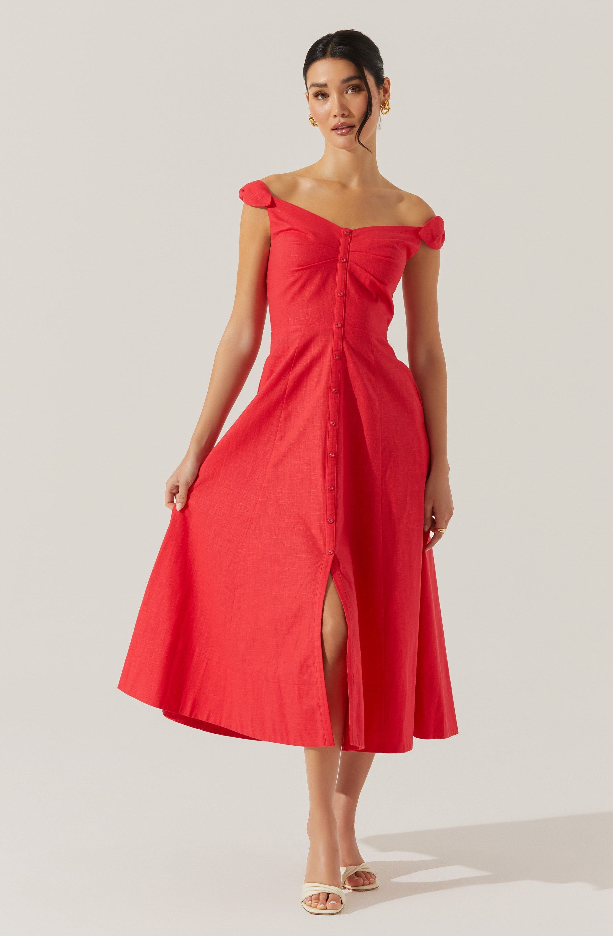 Charelin Linen Off Shoulder Dress - ASTR the Label Charelin Linen Off Shoulder Dress - ASTR the Label