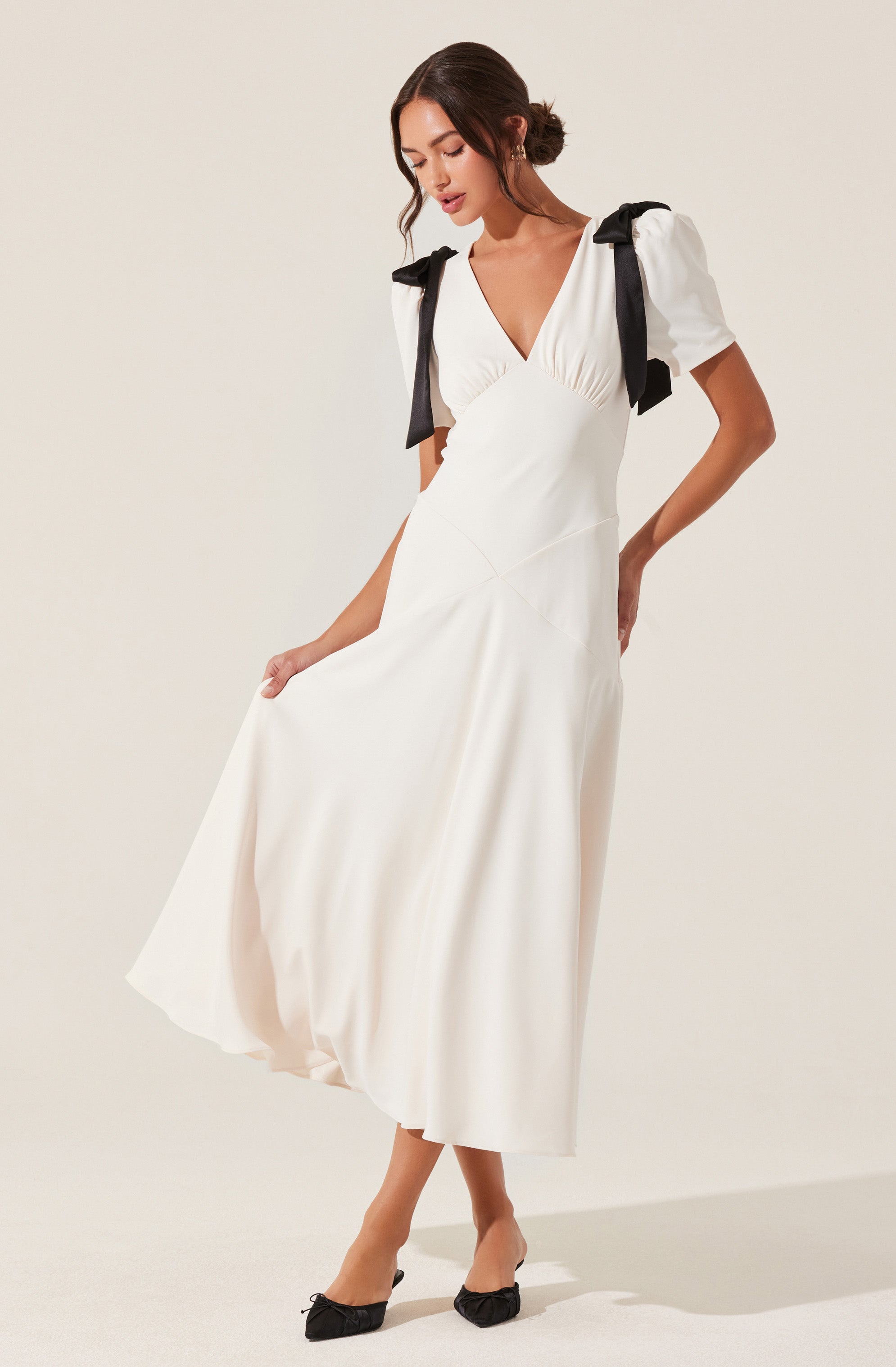 Ciela Bow Puff Sleeve Dress - ASTR the Label Ciela Bow Puff Sleeve Dress - ASTR the Label