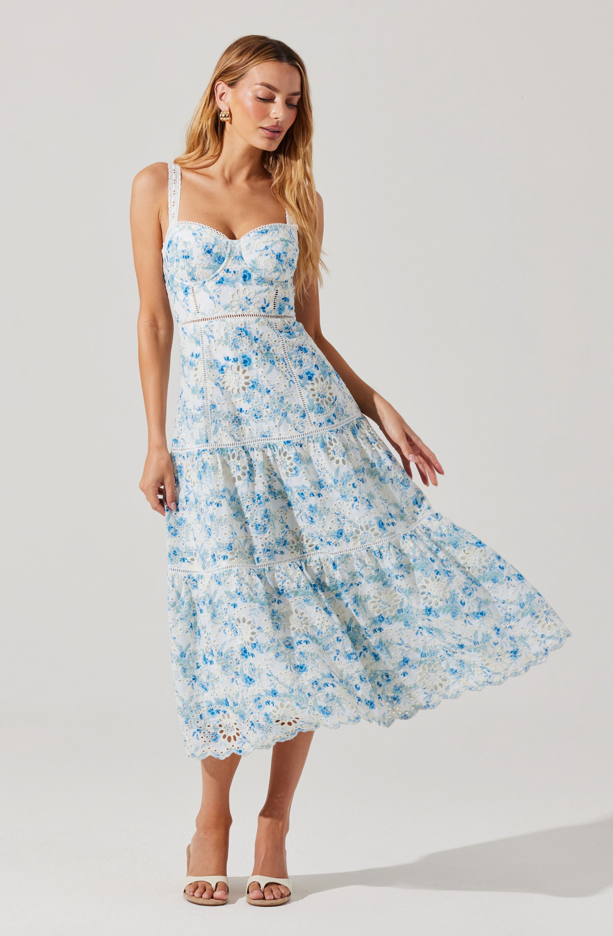Pellagia Floral Eyelet Midi Dress - ASTR the Label Pellagia Floral Eyelet Midi Dress - ASTR the Label