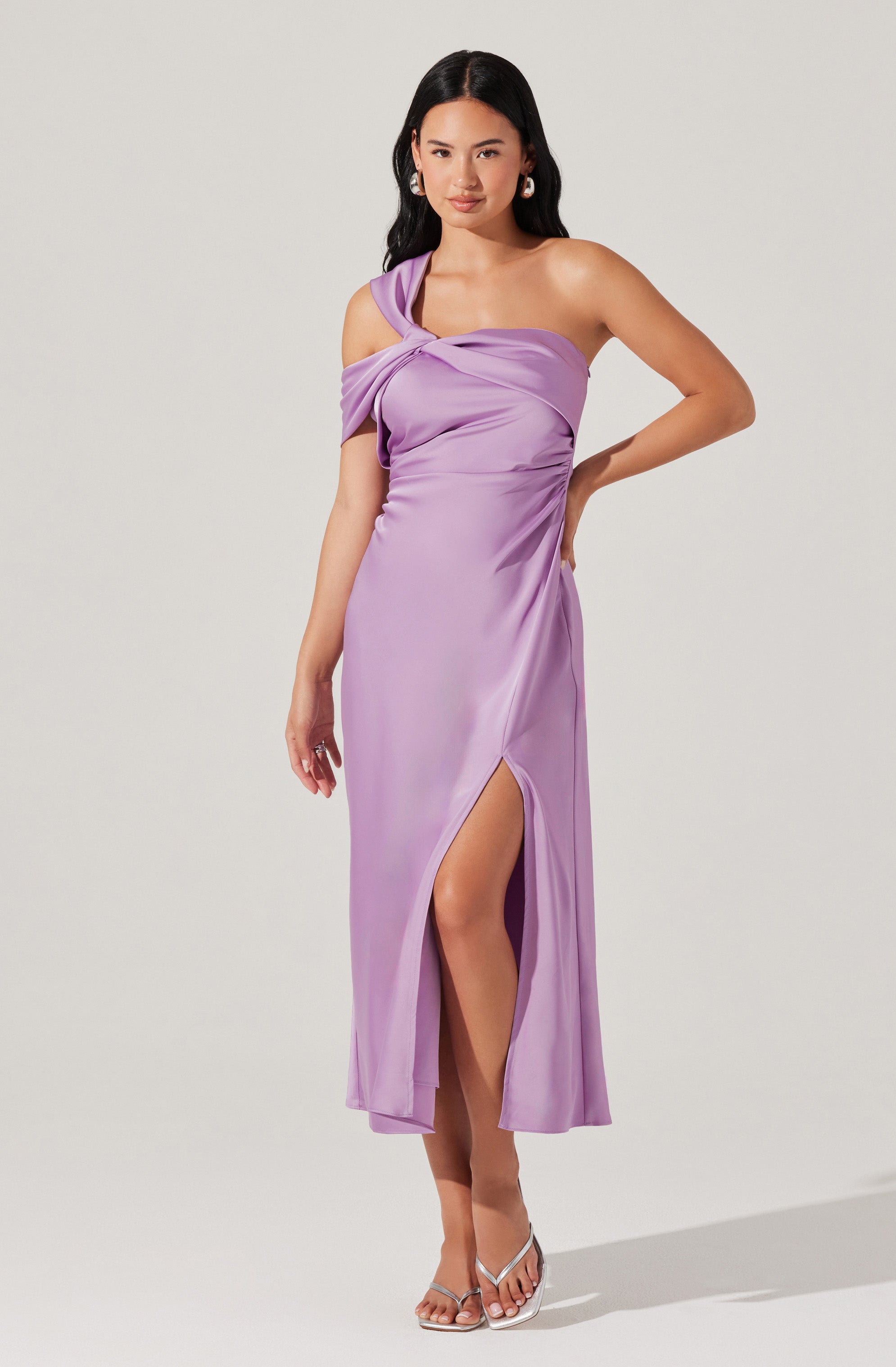 astr santorini one shoulder midi dress Santorini One Shoulder Asymmetrical Midi Dress (Women)
