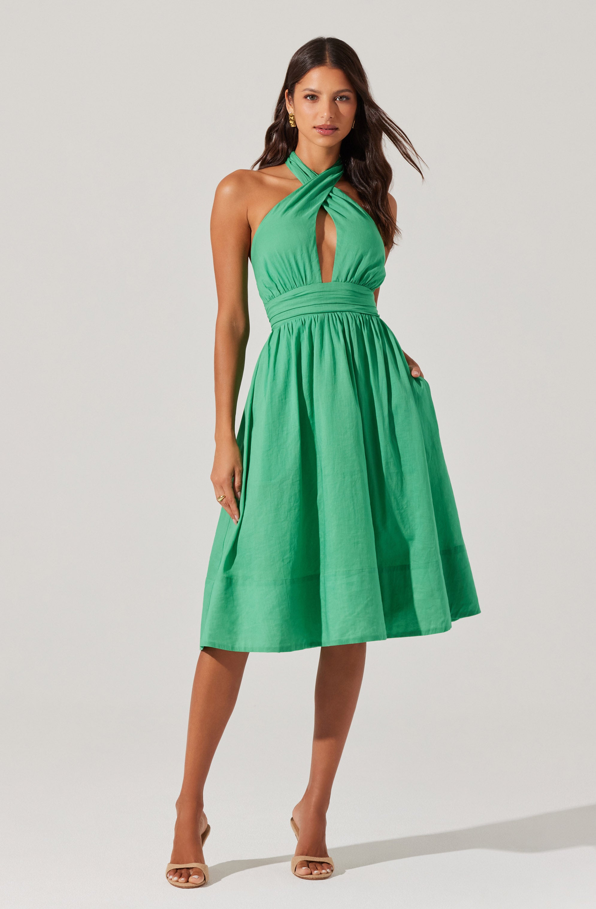 AMERI アメリ MEDI LAMP HALTER NECK DRESS