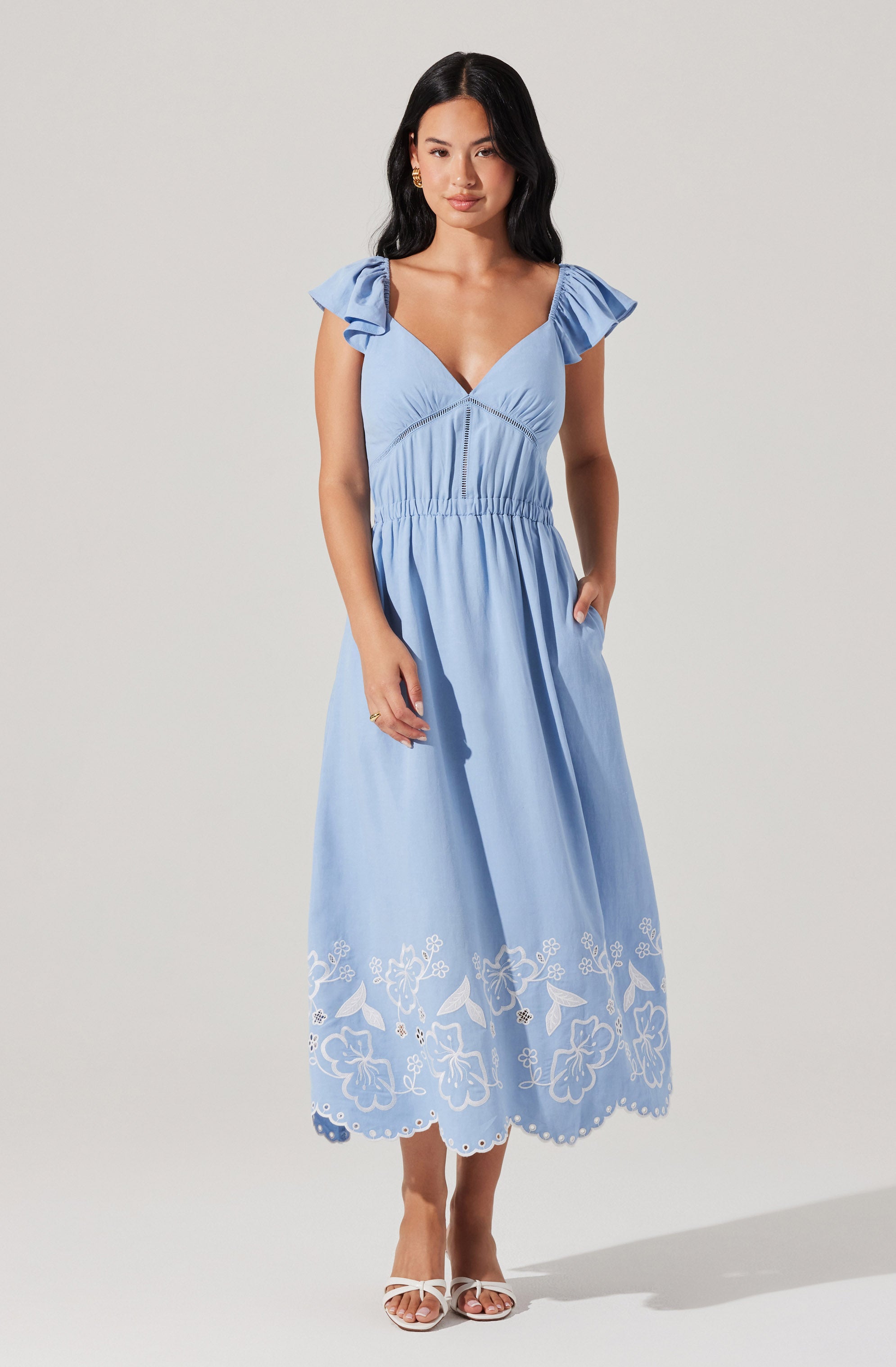 Odeletta Embroidered Floral Trim Dress - ASTR the Label