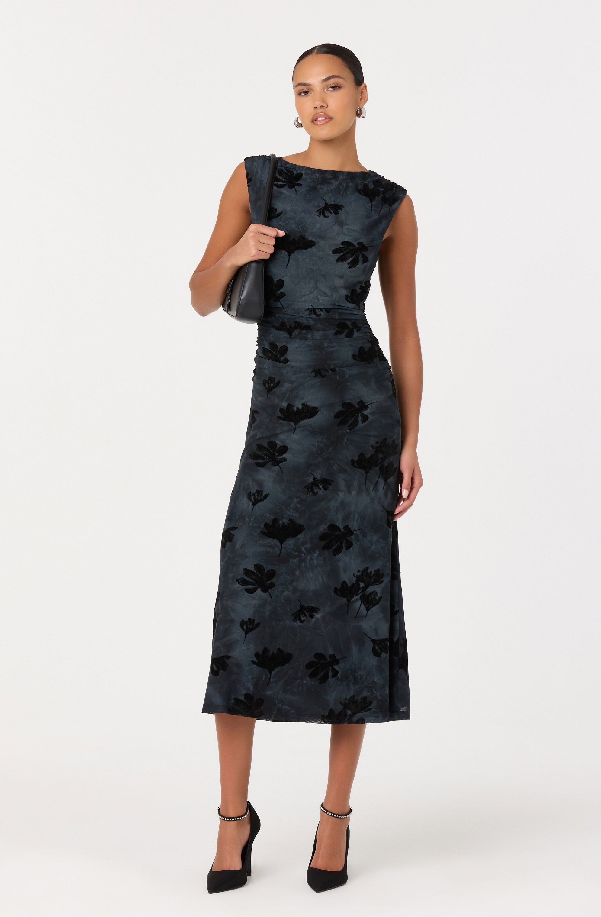 tea length off the shoulder dress Tea-length Ivory Floral dress, Glow-Up Customized / Ivory Floral