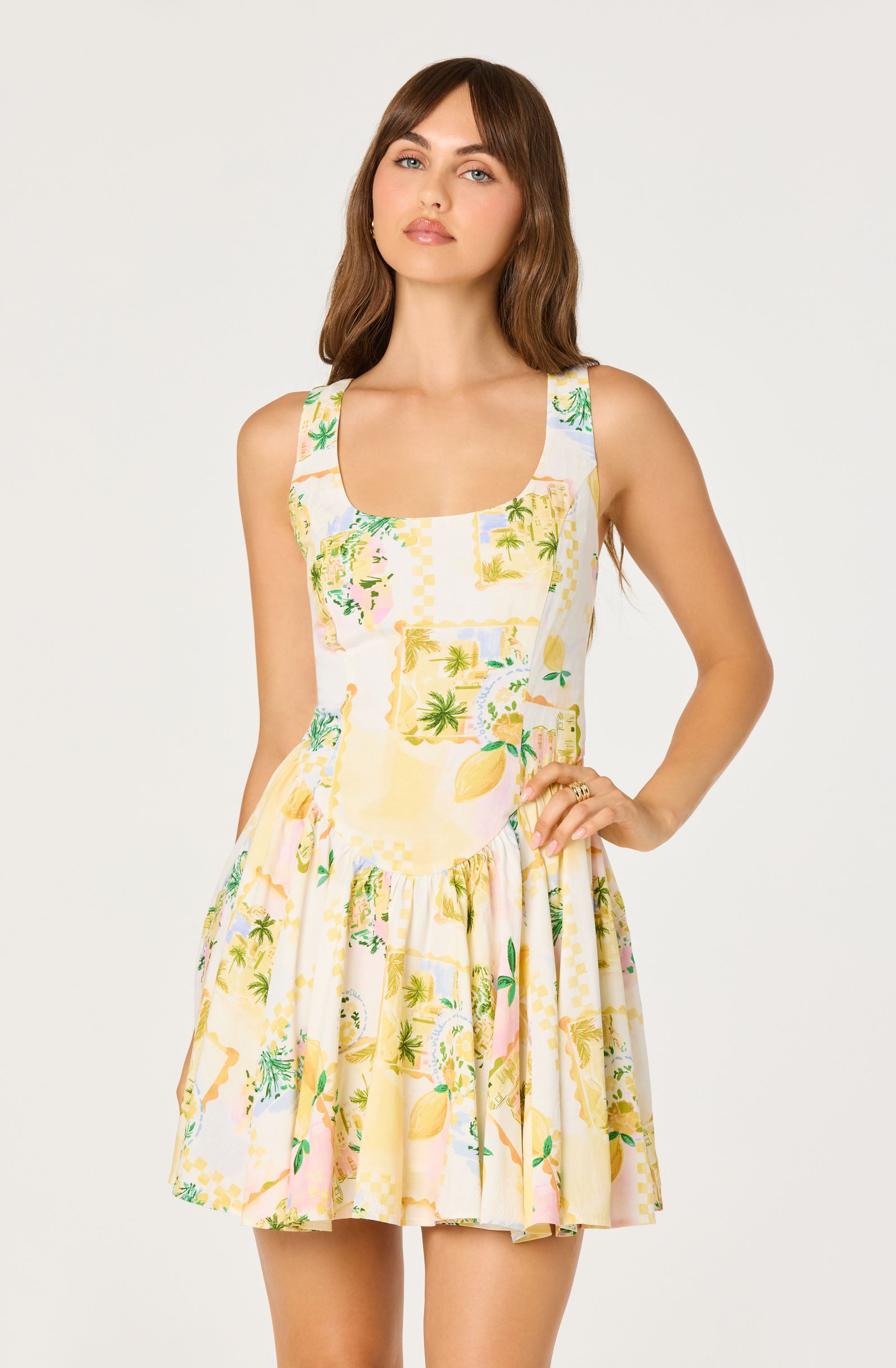 Reina Paradise Print A-Line Mini Dress