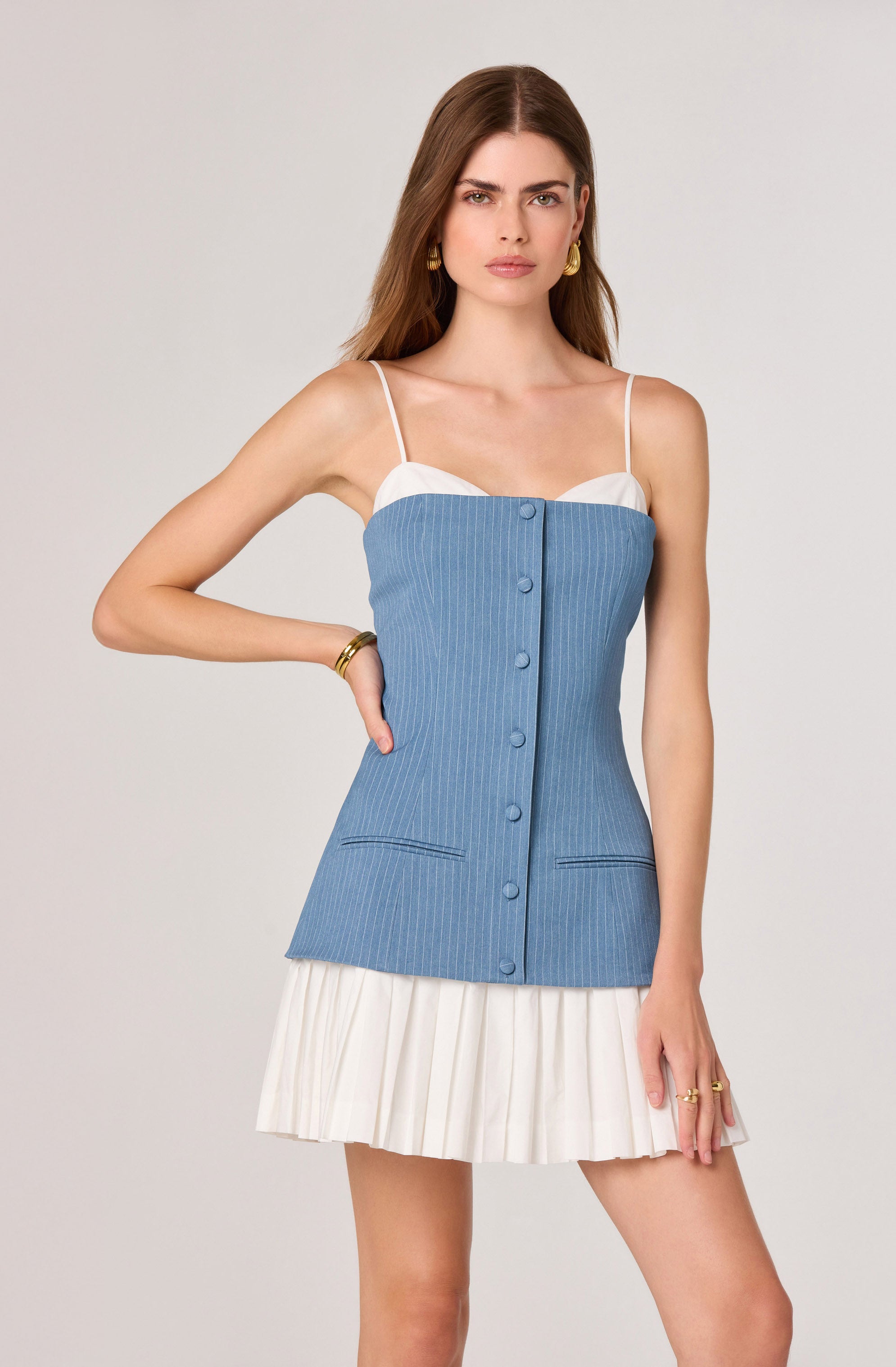 Amren Mixed Media Denim Mini Dress - ASTR the Label