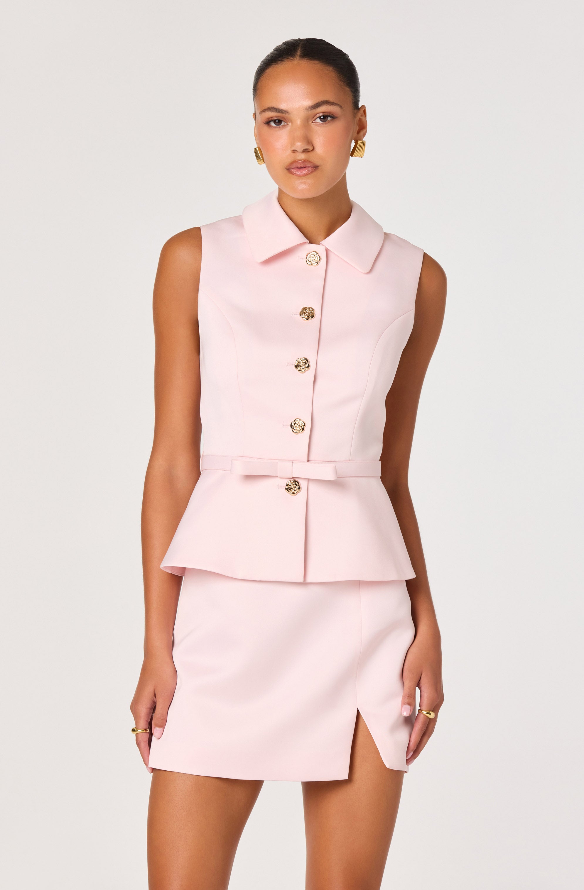 strapless open back dress Jamia Peplum Button-Front Mini Dress