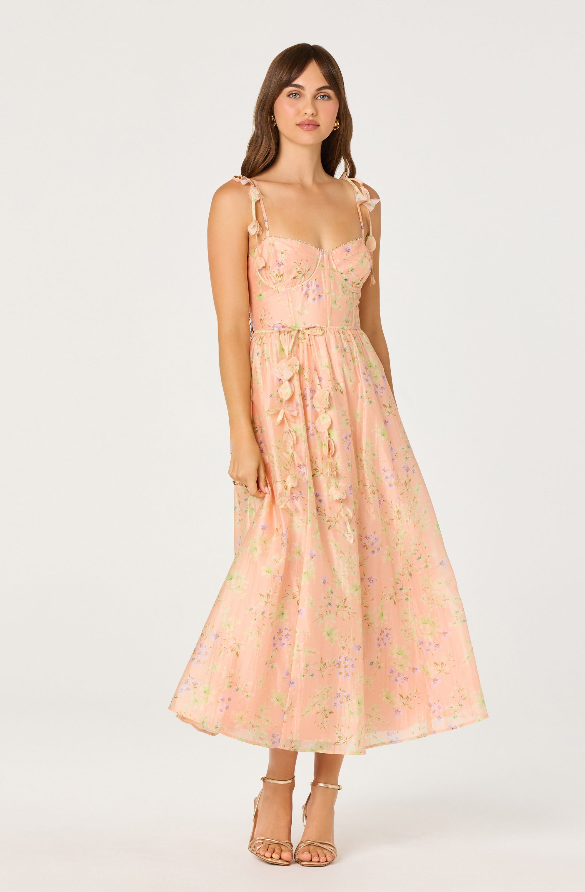 Astr The Label Women's Halcyon Dress - Orange - Size XS - Peach Floral