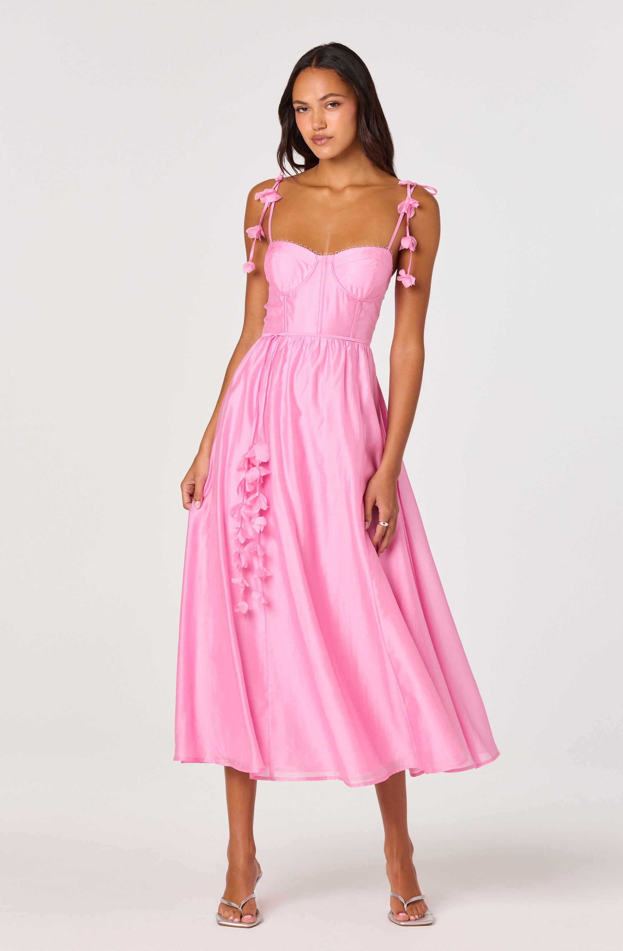 Halcyon 3D Flower Appliqu Midi Dress - ASTR the Label Halcyon 3D Flower Appliqu Midi Dress - ASTR the Label