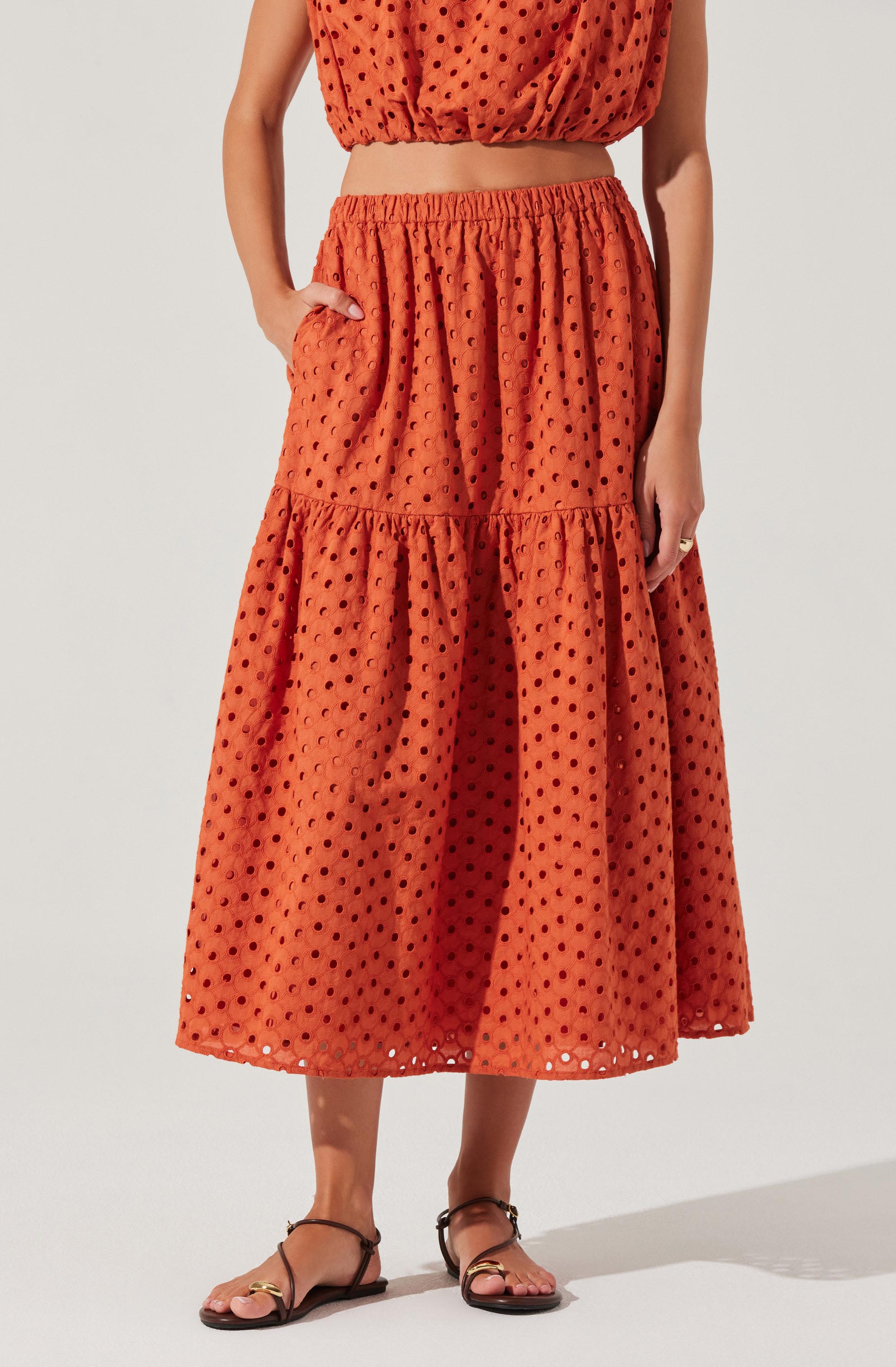 Nalley Eyelet Midi Skirt - ASTR the Label