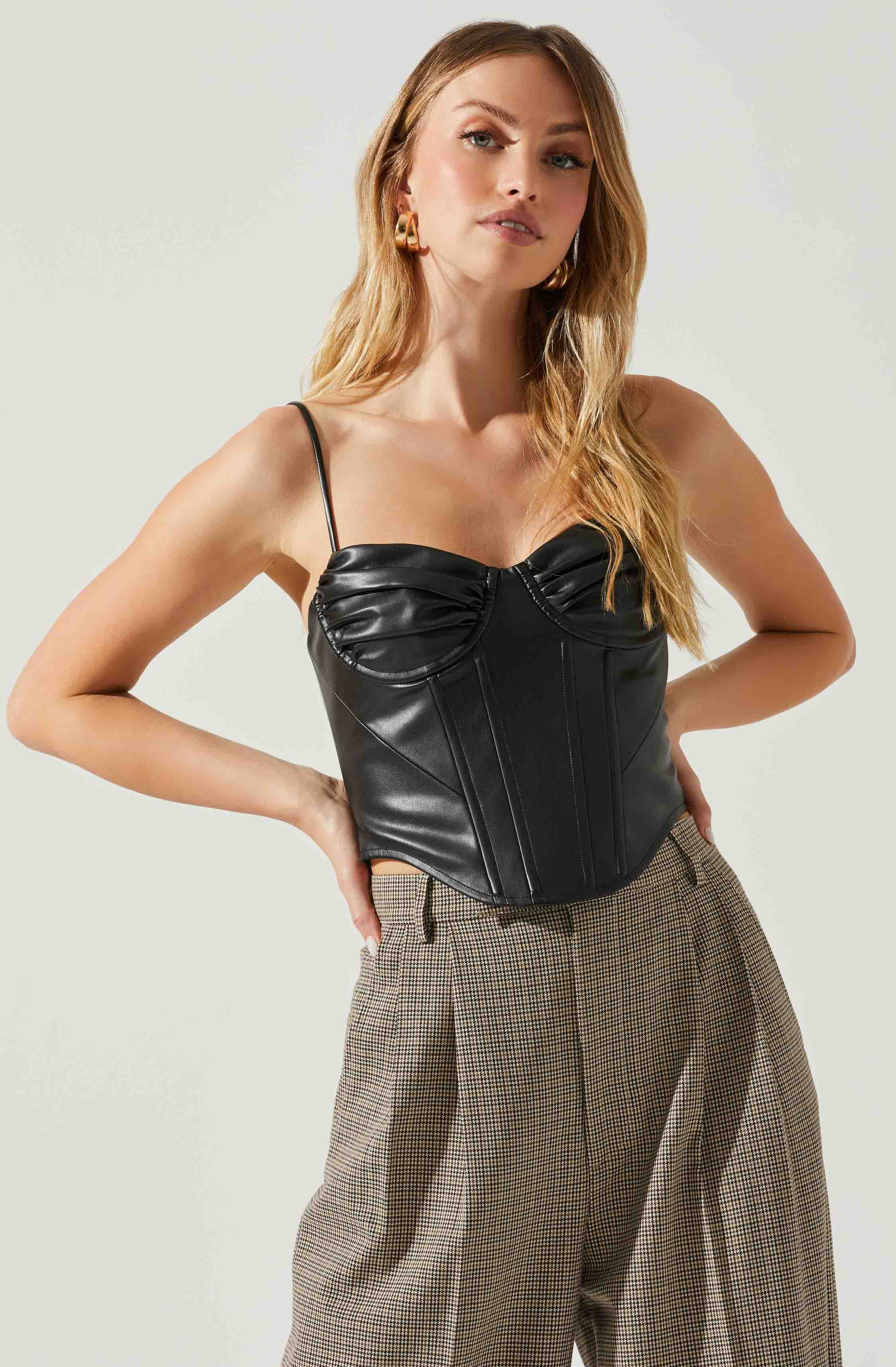 Ezra Faux Leather Corset Crop Top – ASTR The Label