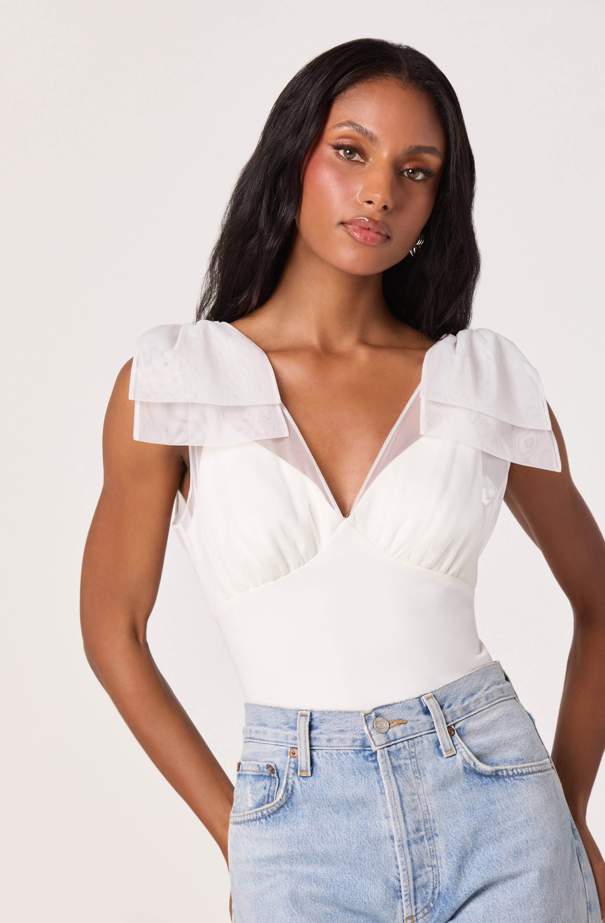 Maelie Tulle Bow-Detail Tank Bodysuit - ASTR the Label