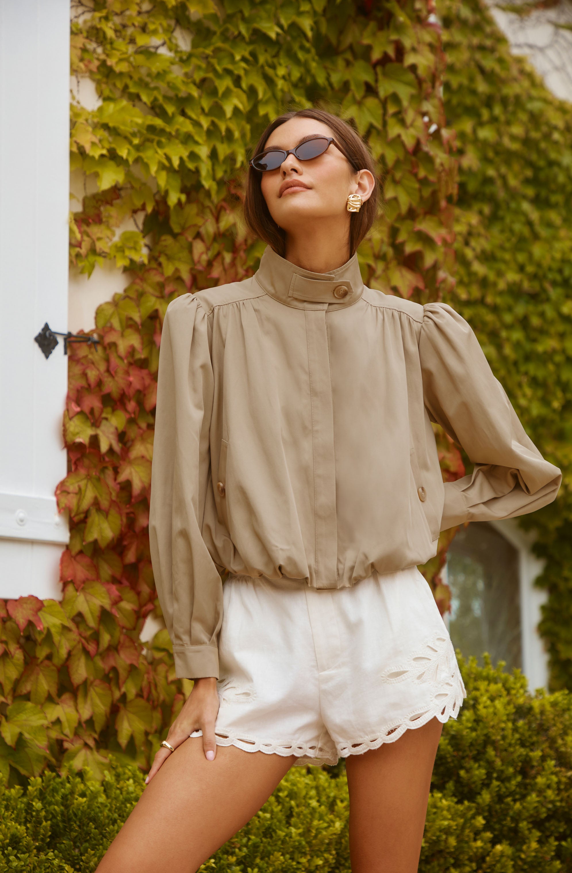 Estero Gathered Sleeve Bomber Jacket - ASTR the Label Estero Gathered Sleeve Bomber Jacket - ASTR the Label