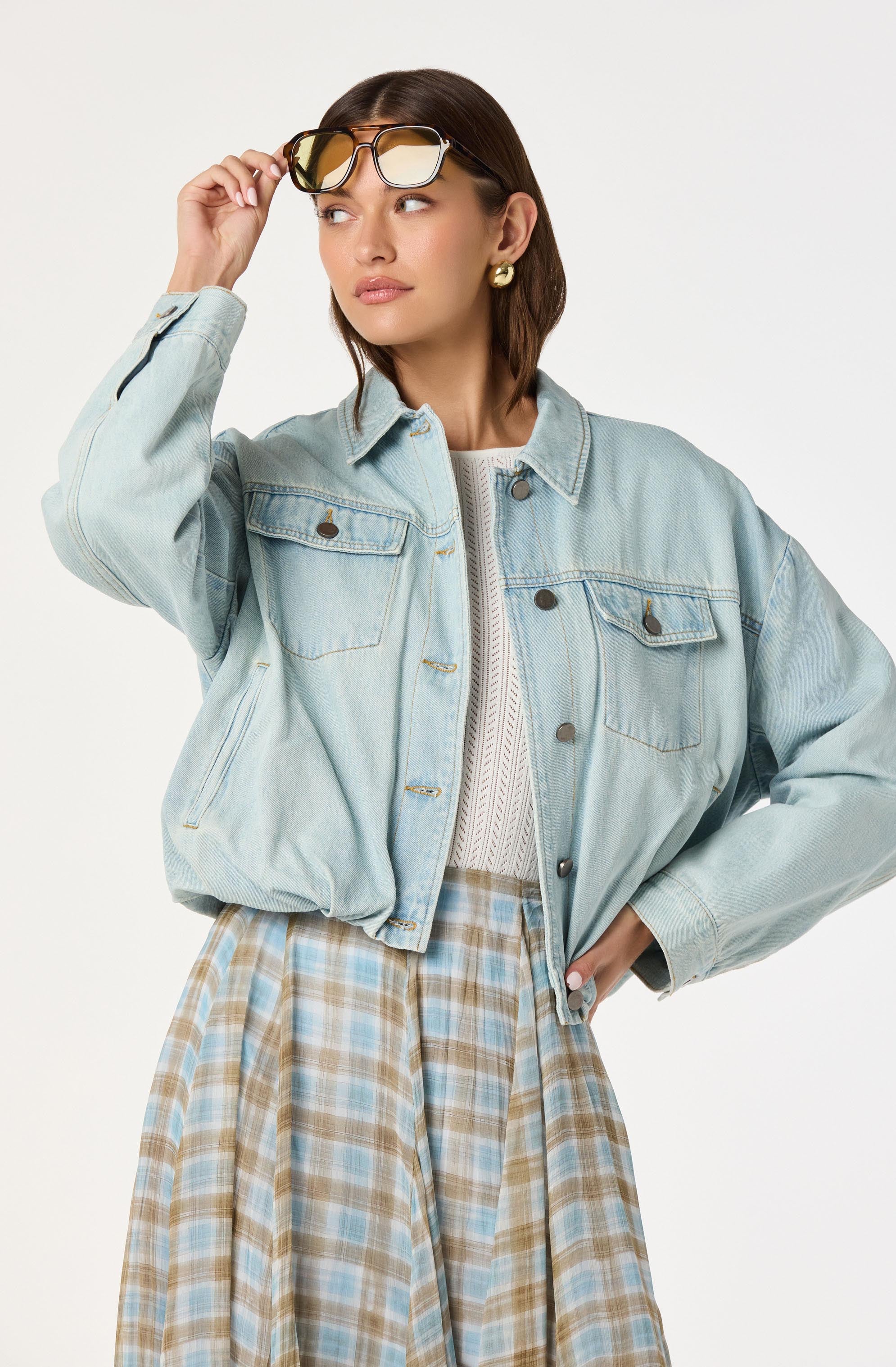 Nari Oversized Denim Bomber Jacket - ASTR the Label