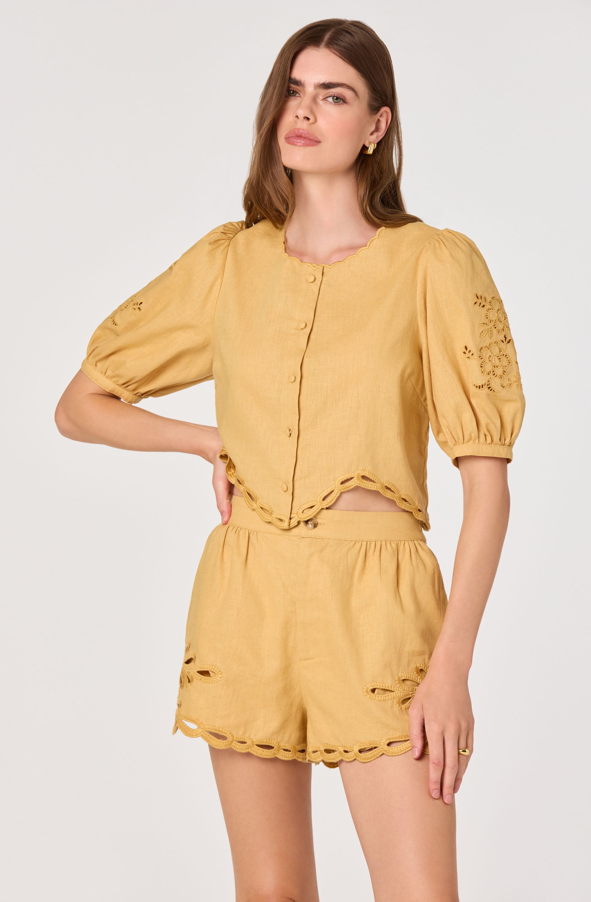 Joellyn Embroidered Puff Sleeve Top - ASTR the Label