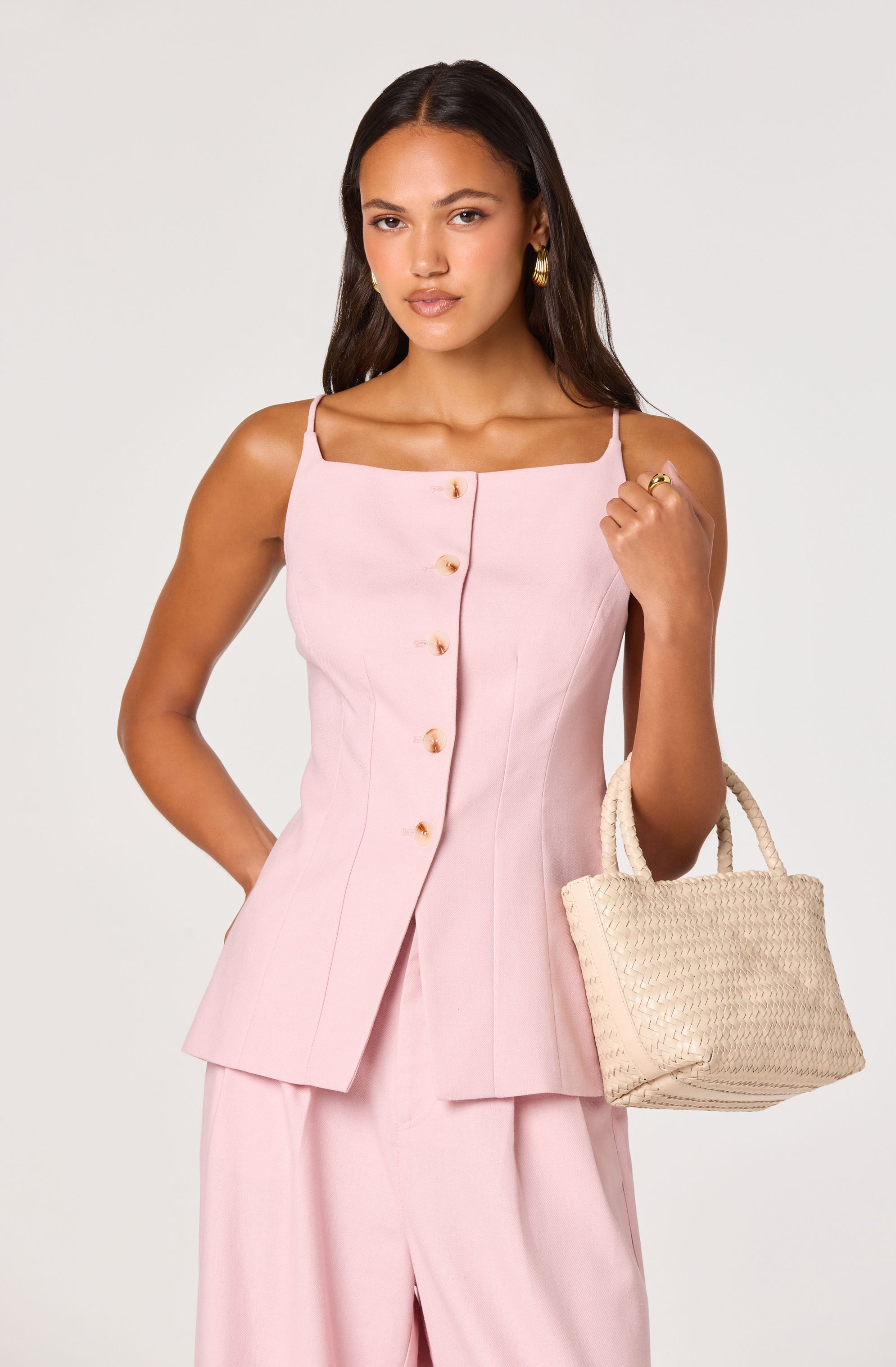 Neha Button-Front Longline Top - ASTR the Label