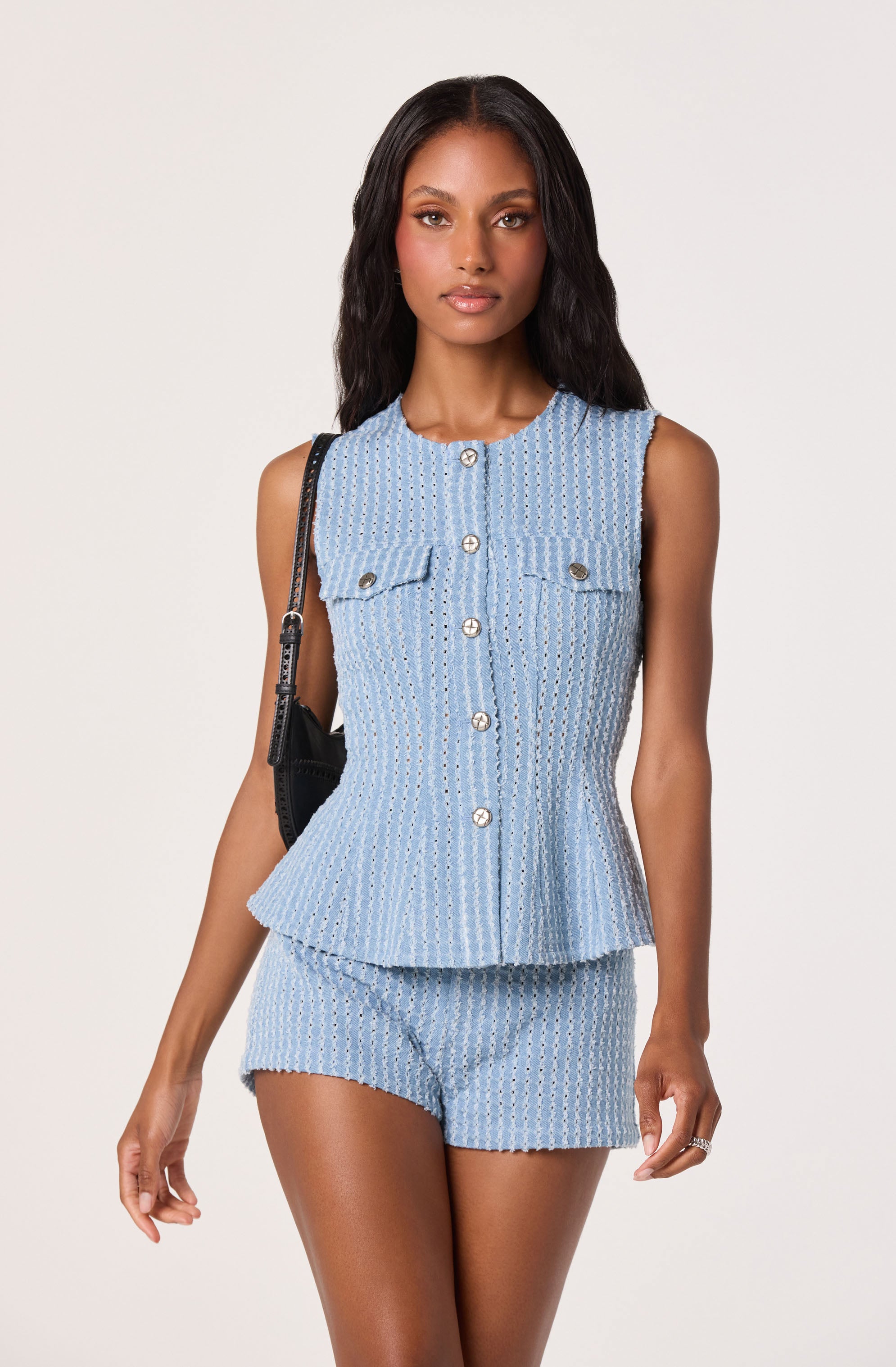 Noa Denim Peplum Vest - ASTR the Label