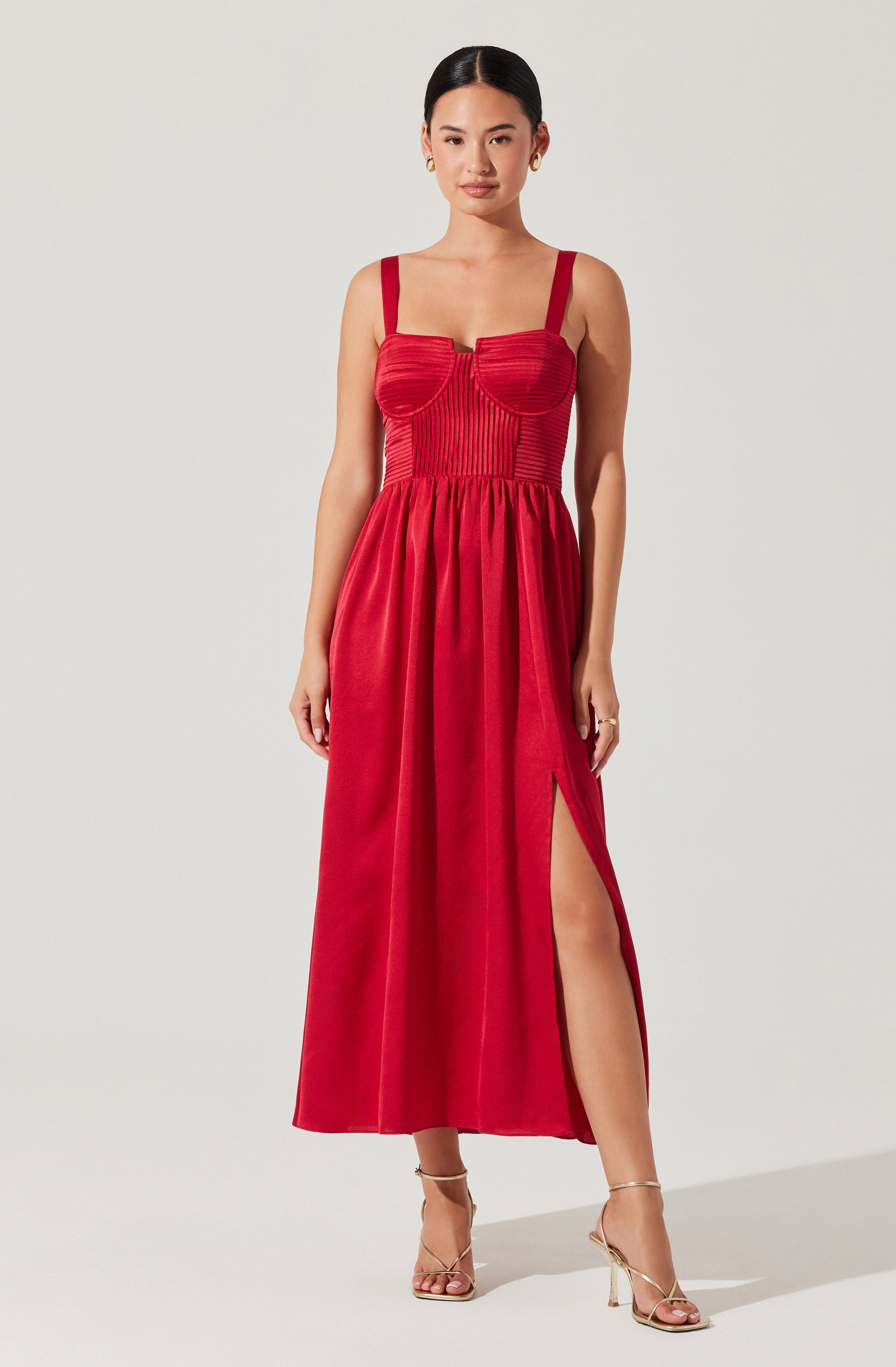 Pleated Bustier Midi Dress - ASTR the Label Pleated Bustier Midi Dress - ASTR the Label