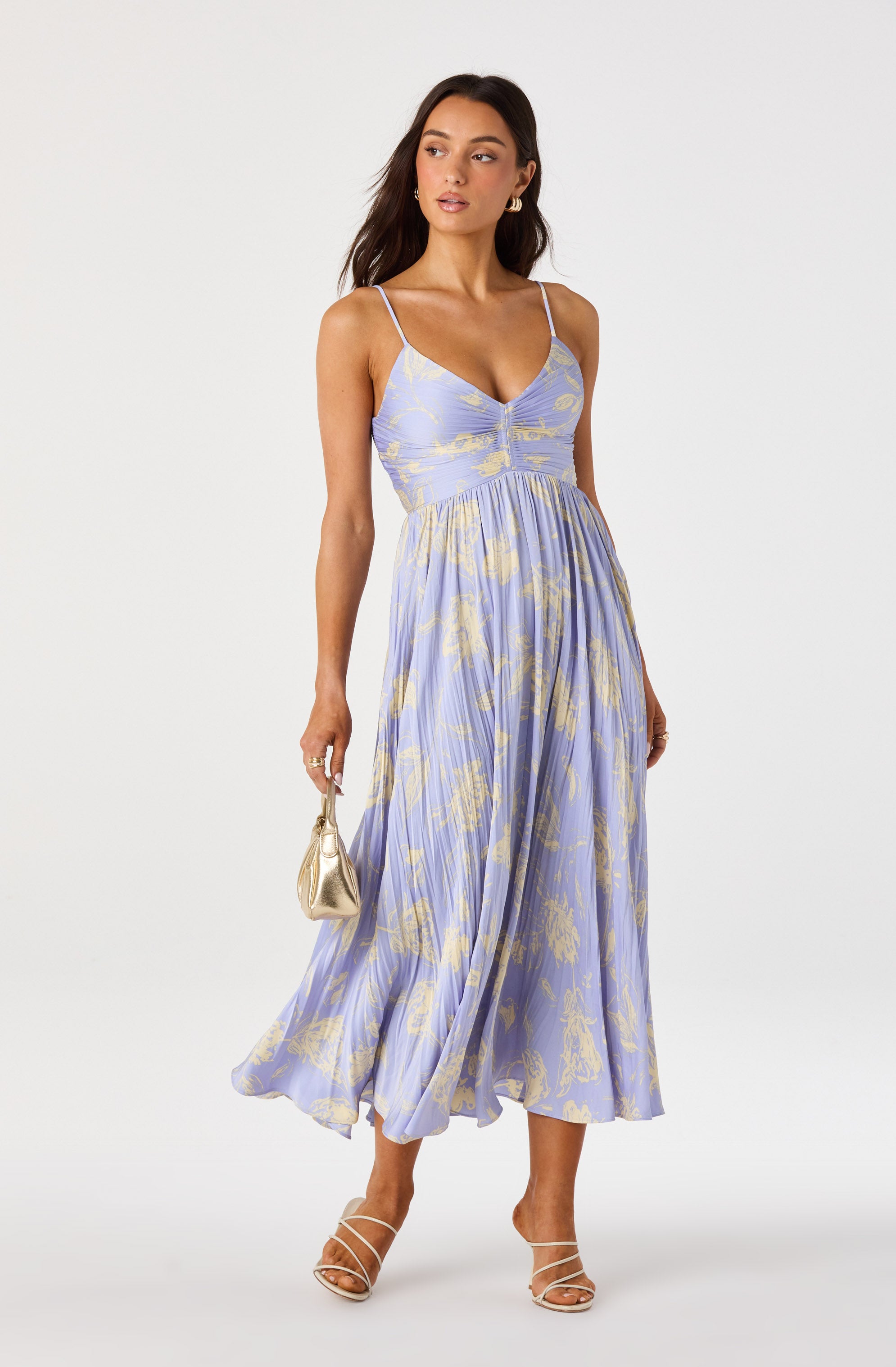 Maeve Pleated Midi Dress: Floral Midi Dress, Sundress, Plisse Dress, Blue Midi, Green Midi, Summer Dress - ASTR the Label Maeve Pleated Midi Dress: Floral Midi Dress, Sundress, Plisse Dress, Blue Midi, Green Midi, Summer Dress - ASTR the Label
