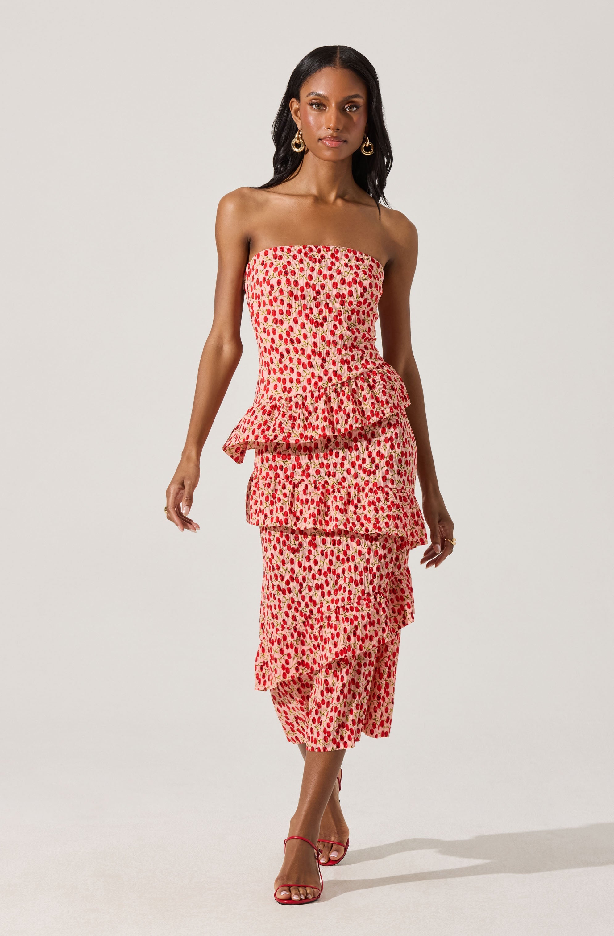 Asymmetrical Tiered Ruffle Midi Dress - ASTR the Label Asymmetrical Tiered Ruffle Midi Dress - ASTR the Label