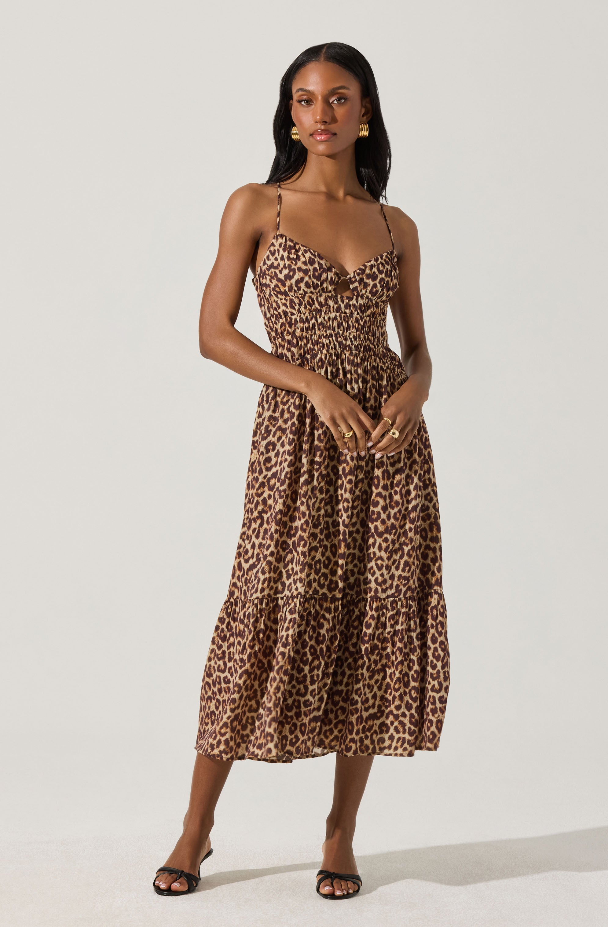 Eleni Leopard Print Midi Dress ASTR the Label
