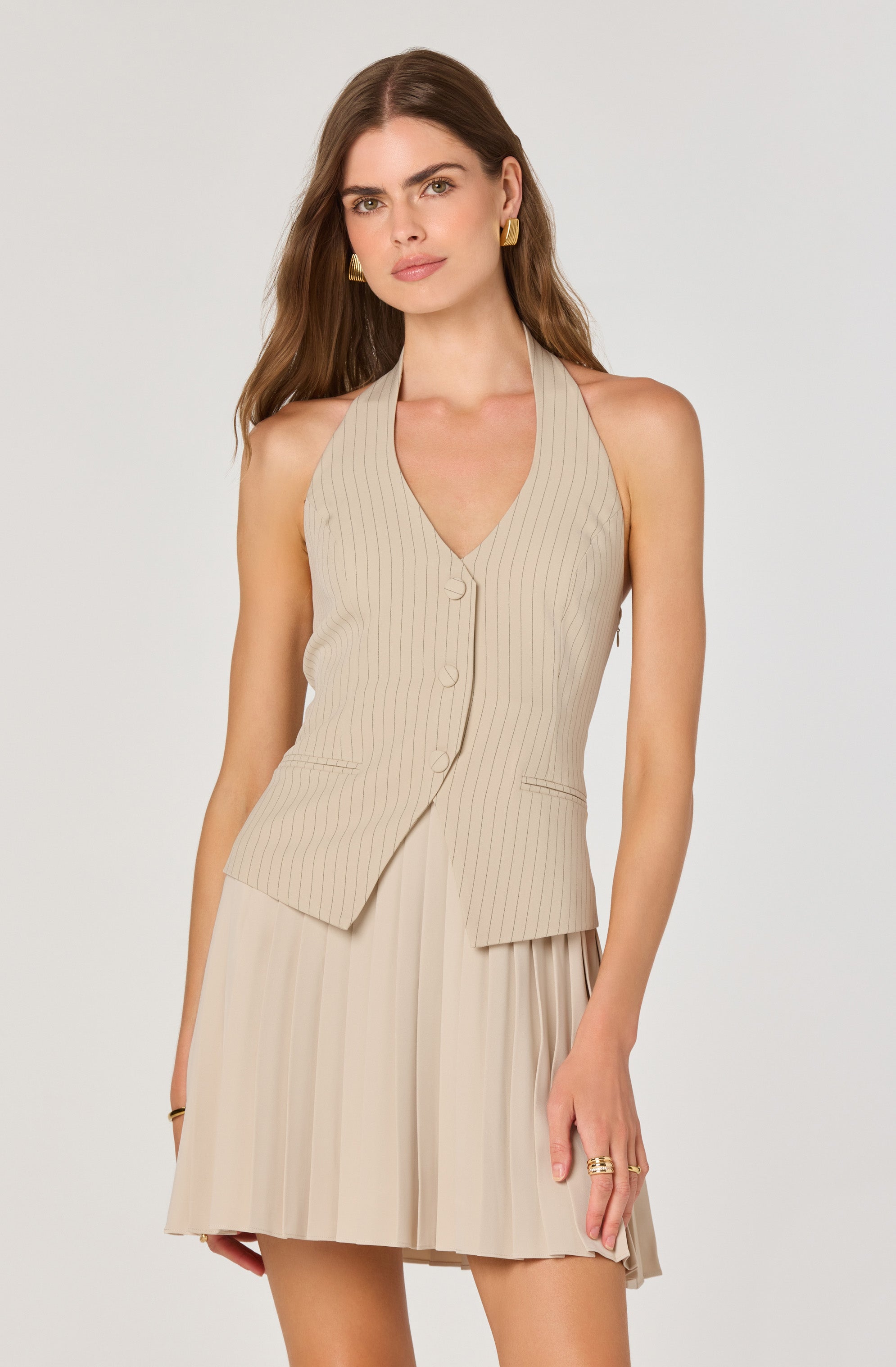 Halter Vest Pleated Mini Dress - ASTR the Label