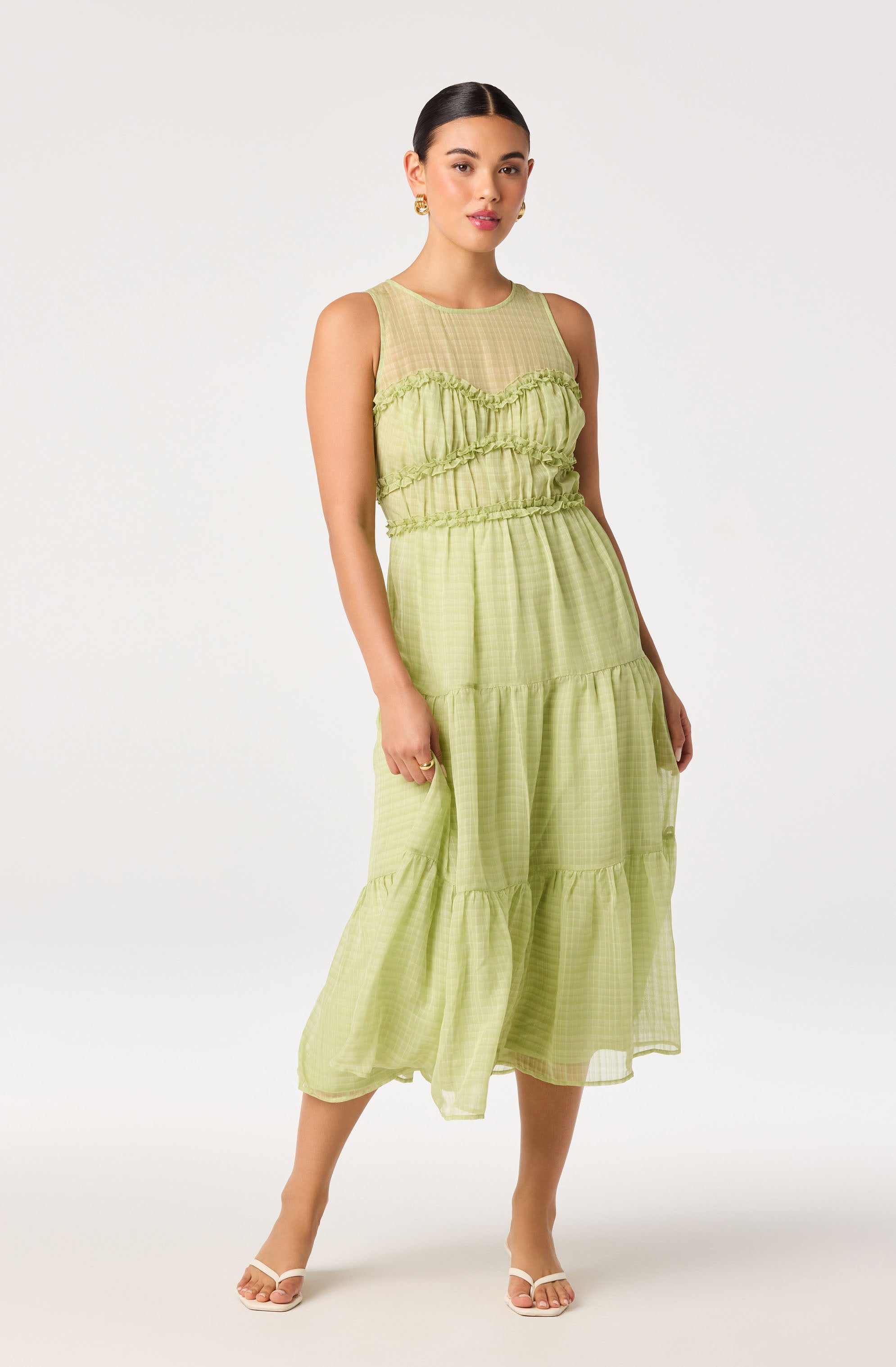 Adrianne Tiered Organza Midi Dress - ASTR the Label