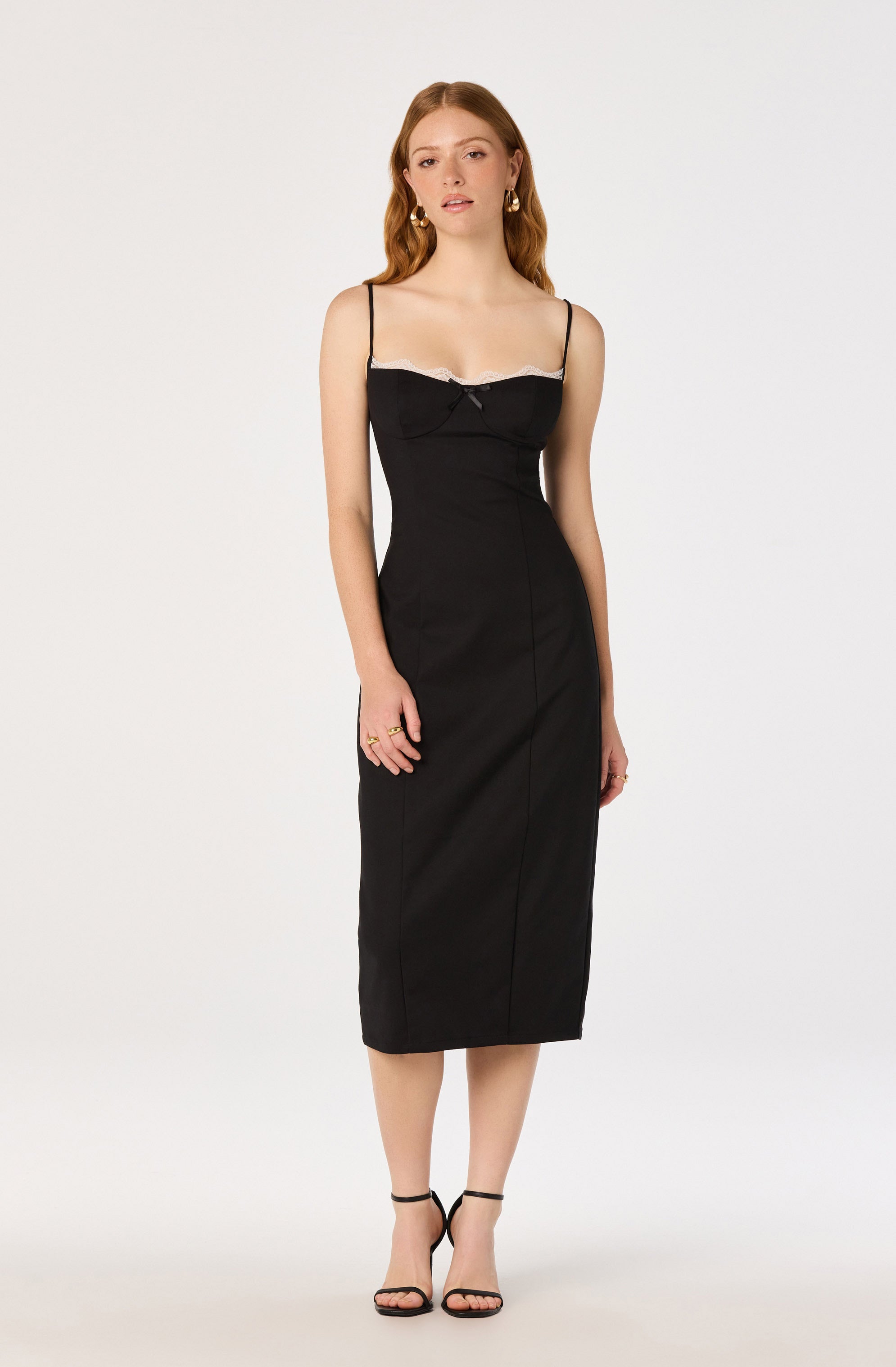 ASTR the Label | Bea Lace Trim Bustier Midi Dress in Black | Size XL ASTR the Label | Bea Lace Trim Bustier Midi Dress in Black | Size XL