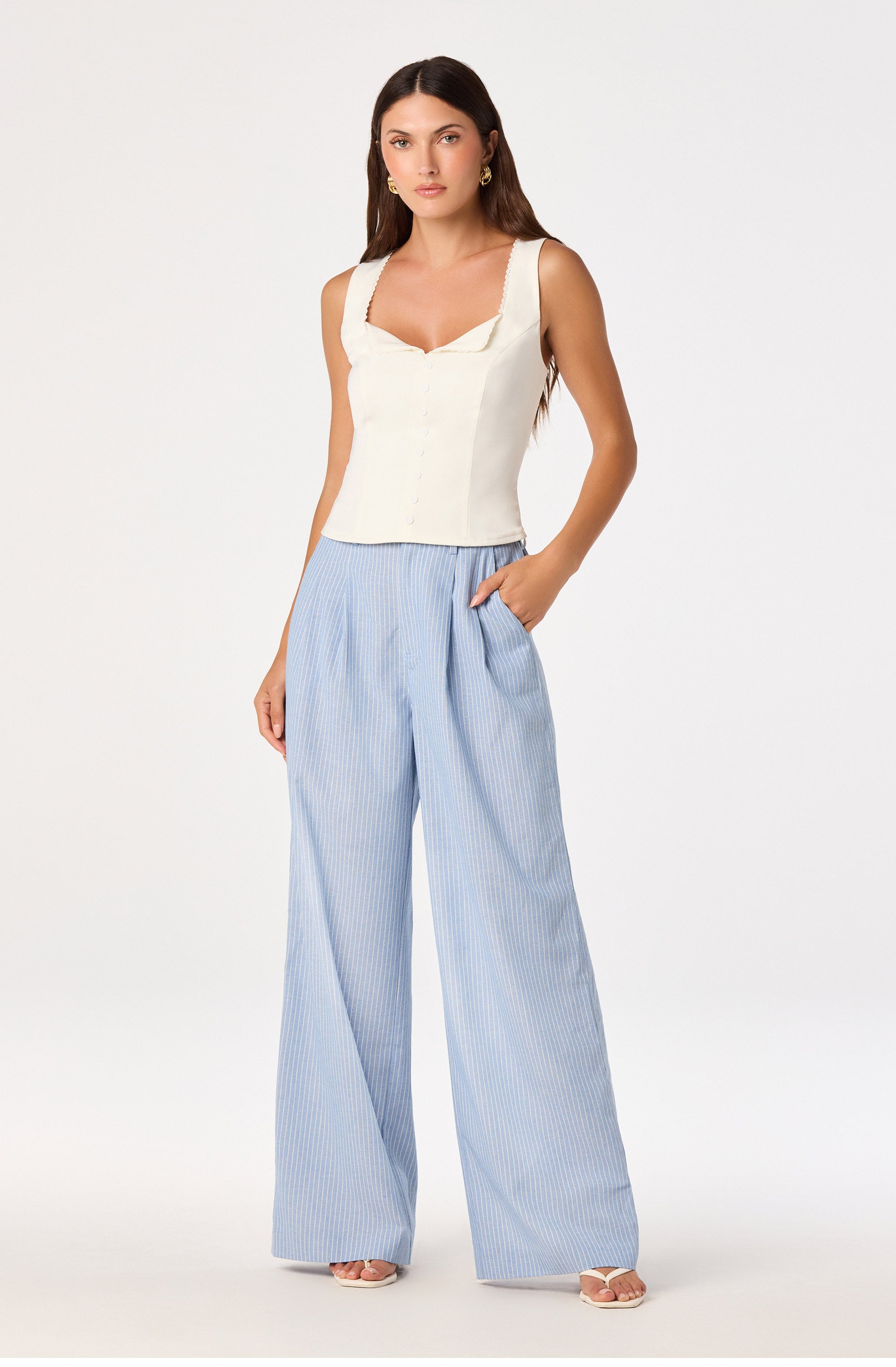Linsey Striped Wide Leg Linen Pants - ASTR the Label