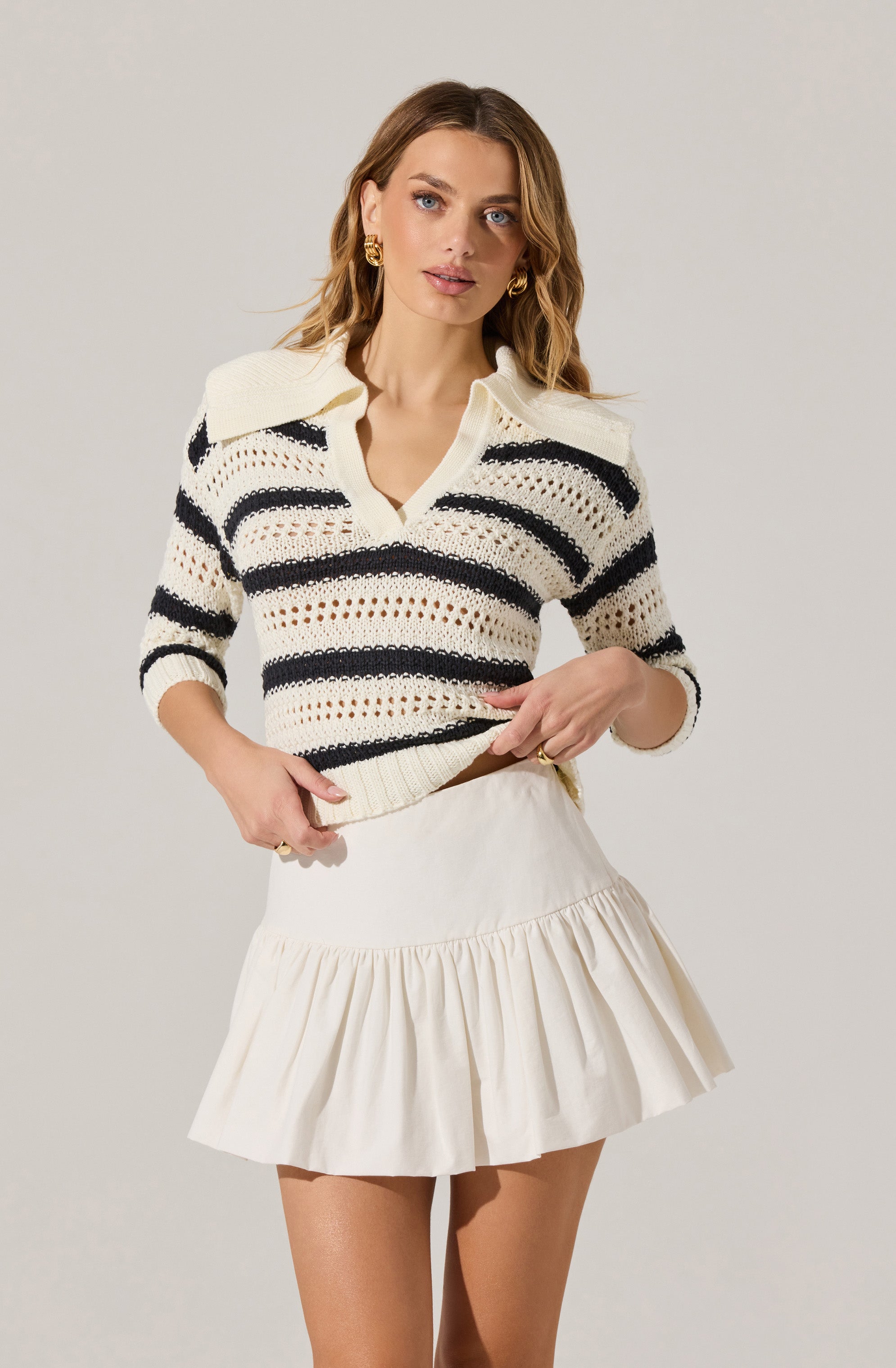 Asther Diamond Sweater | Oatmeal + Camel