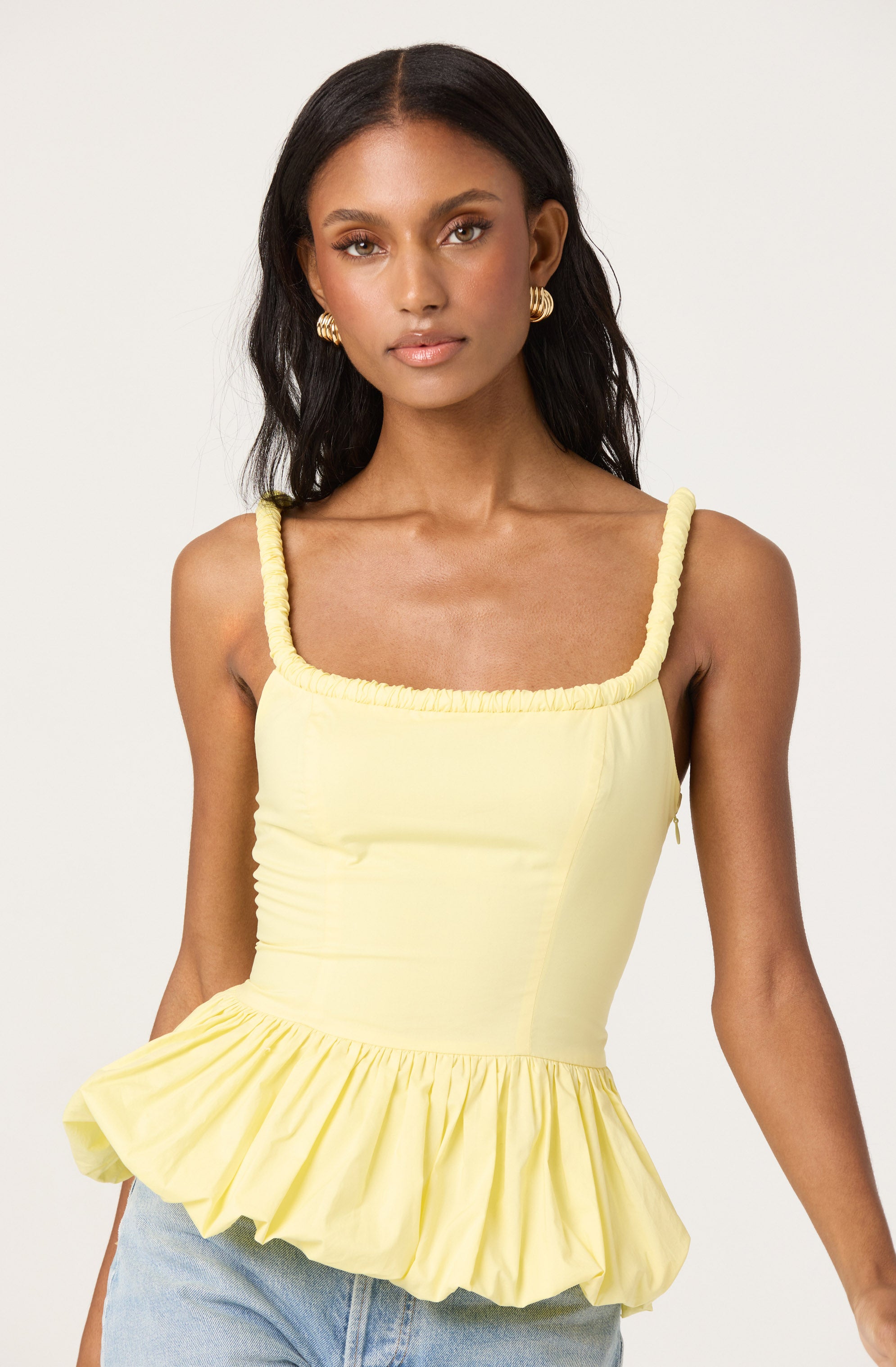 The Barnnet Mint Crepe Peplum Sleeveless Top on Bunjang