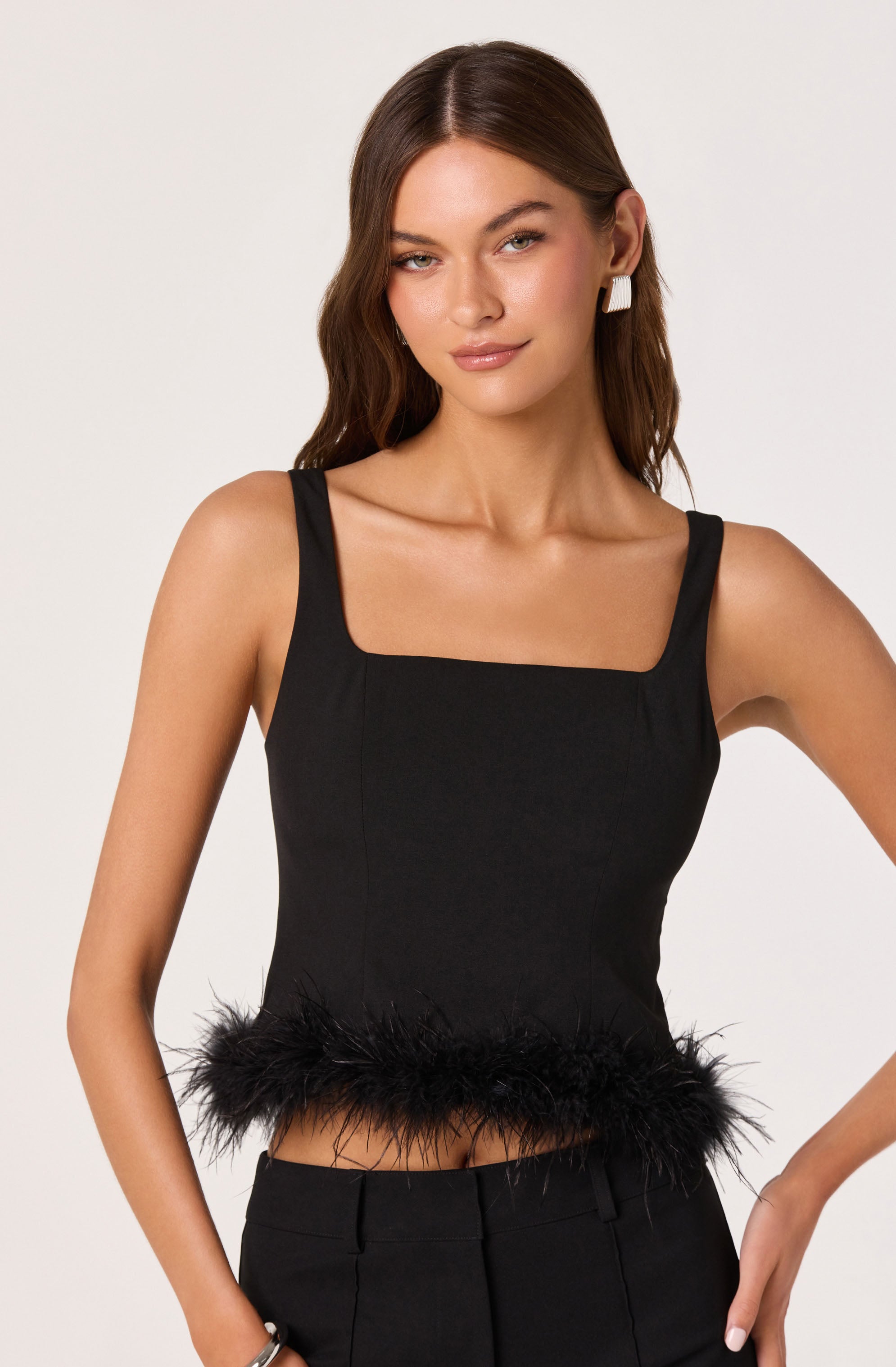 Feather Trim Corset Top - ASTR the Label
