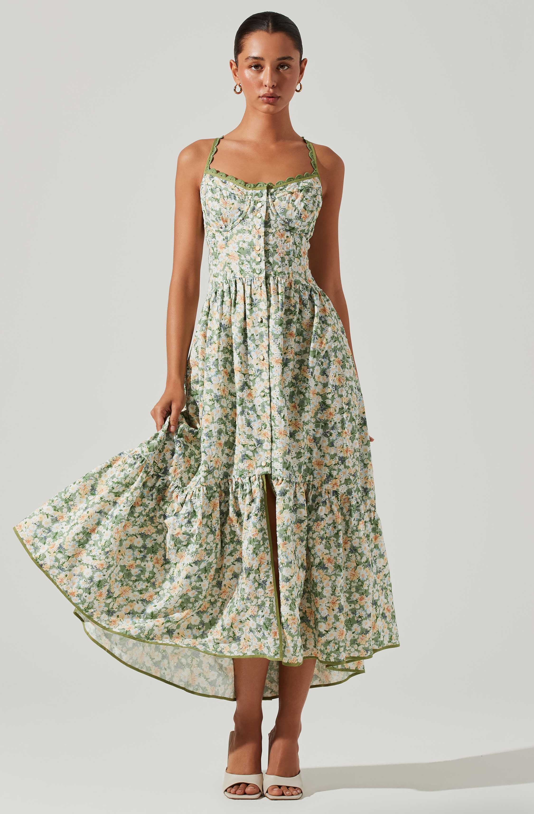 Yamila Floral Eyelet Midi Dress