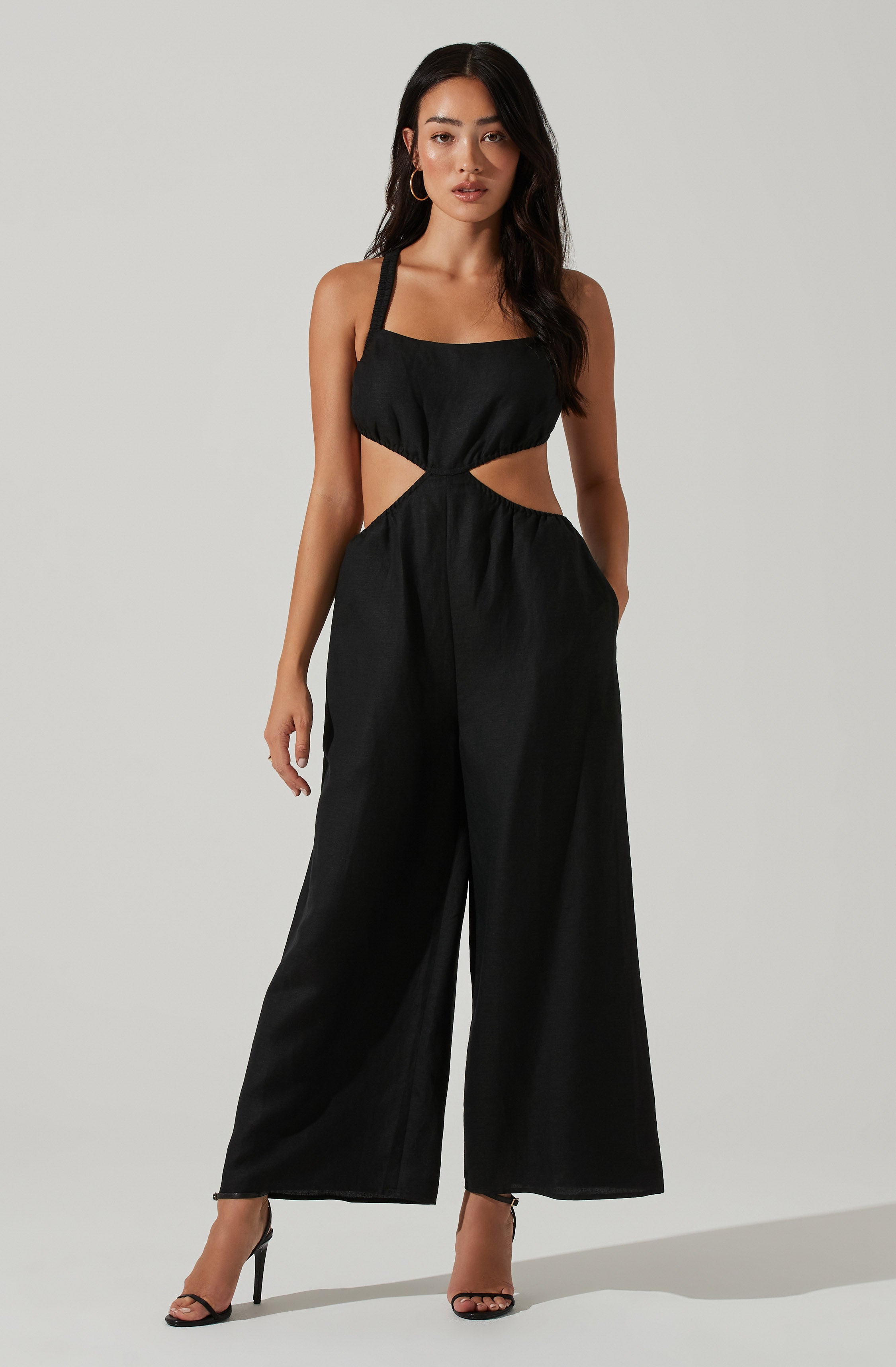 Max Mara Dover Wide-Leg Cady Jumpsuit In Black UFO No More