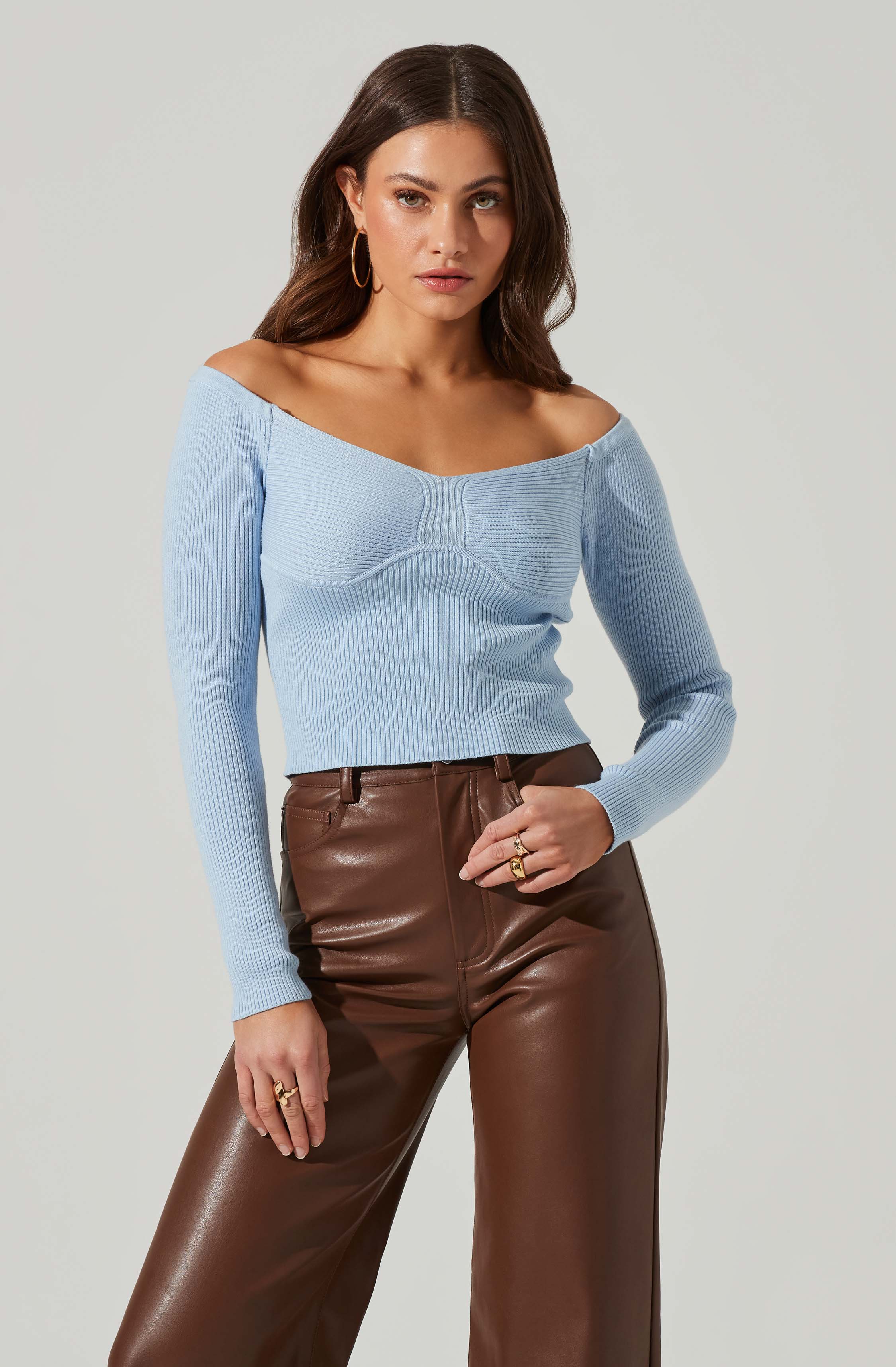 Black off the clearance shoulder cropped sweater