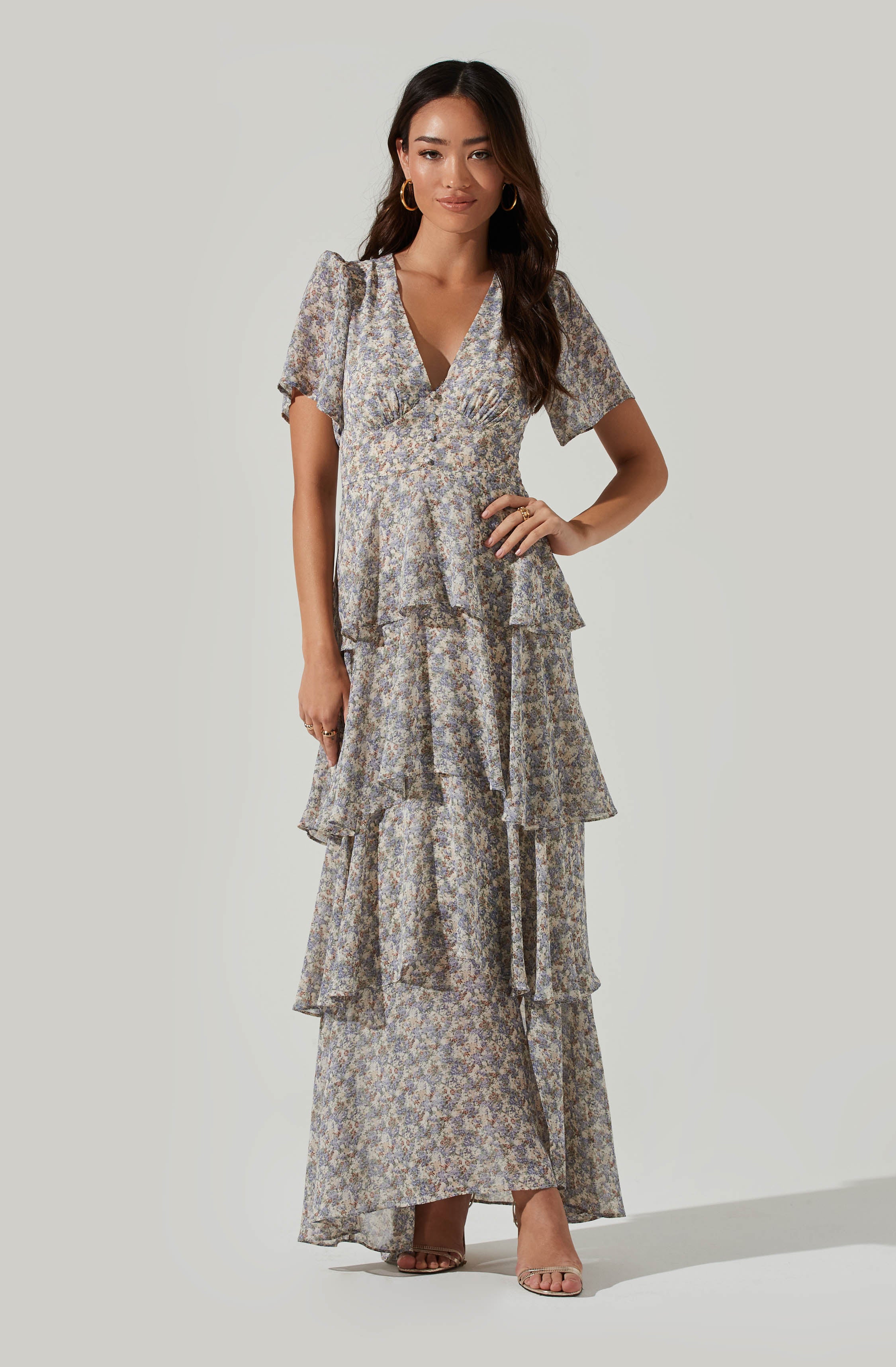 Tayla Floral Chiffon Ruffle Maxi Dress – ASTR The Label