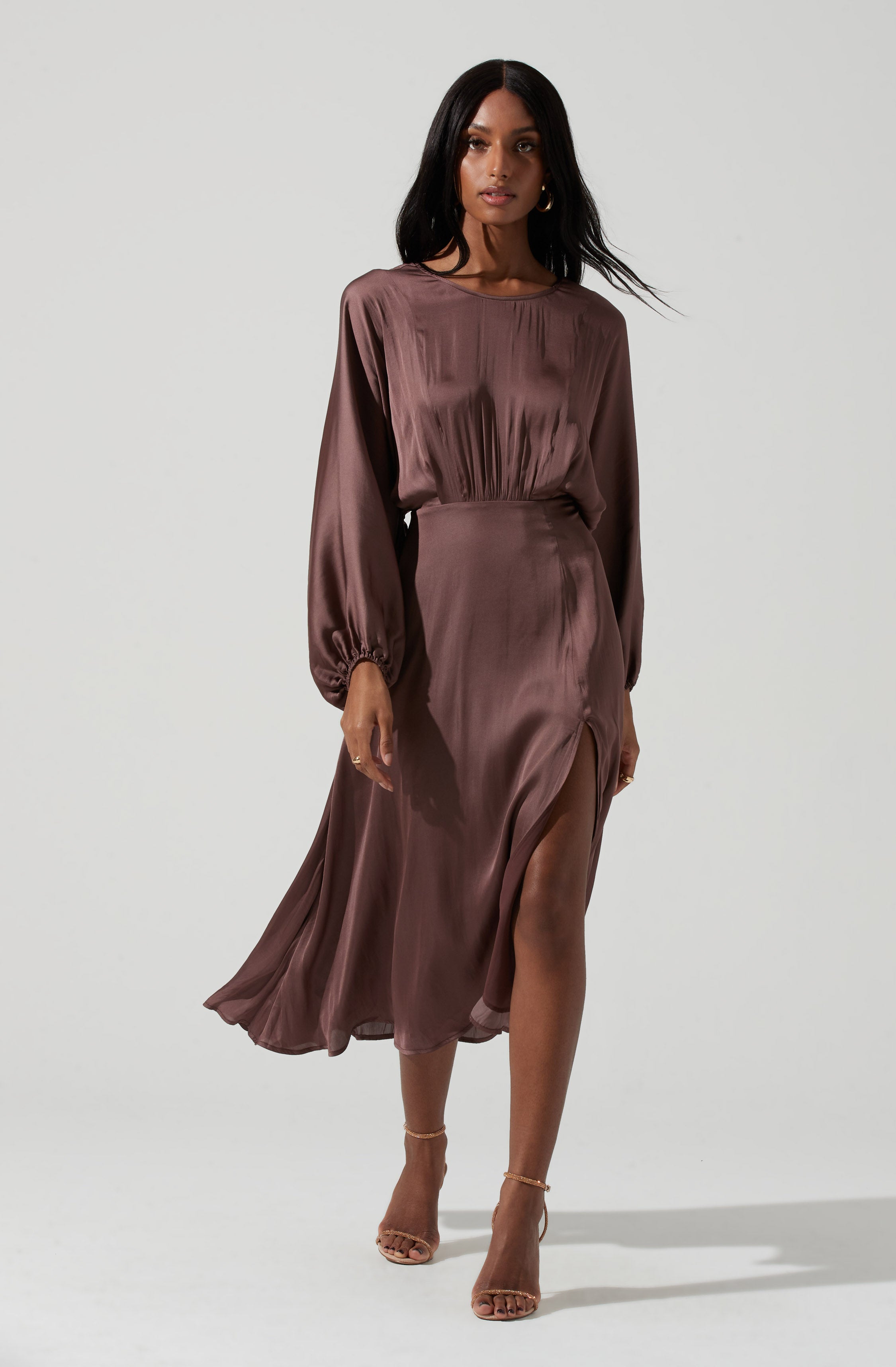 Marin Dolman Sleeve Midi Dress - ESPRESSO / XS