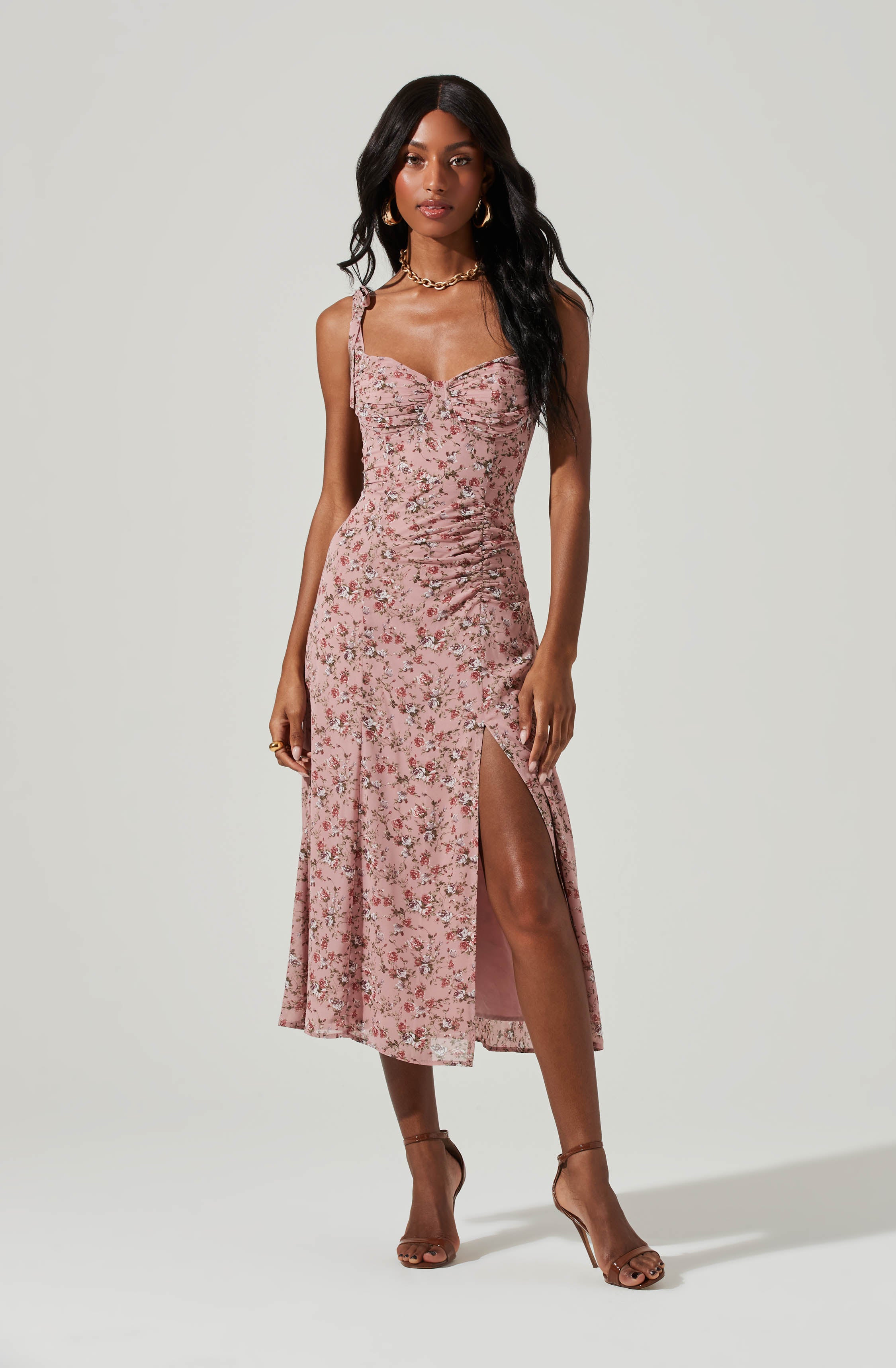 Infrarød Stædig indsats Milkmaid Tie Strap Floral Midi Dress – ASTR The Label