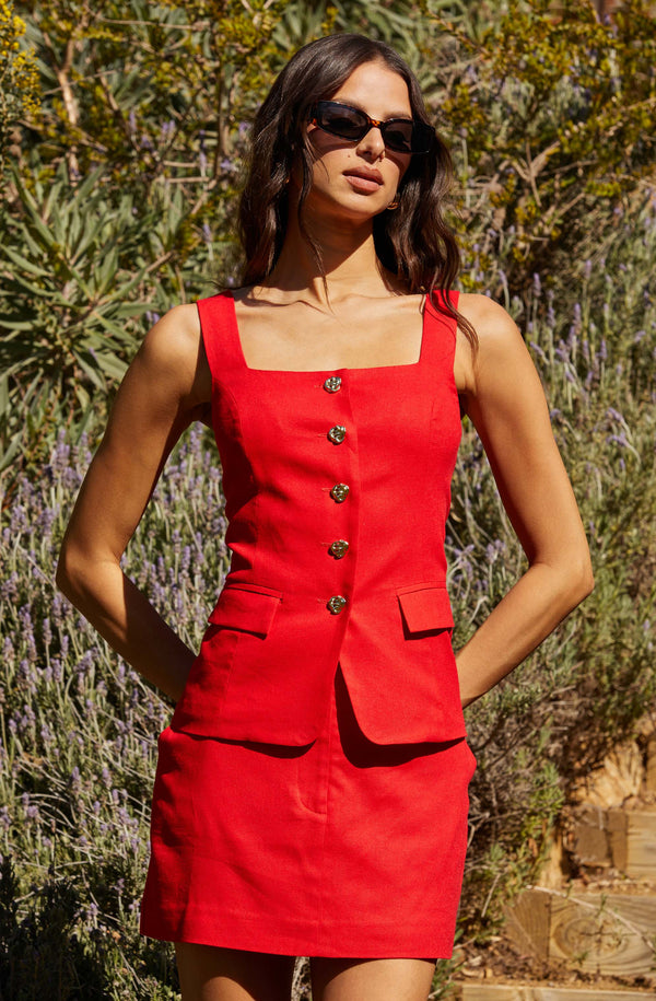 Button Front Square Neck Vest - ASTR the Label Button Front Square Neck Vest - ASTR the Label