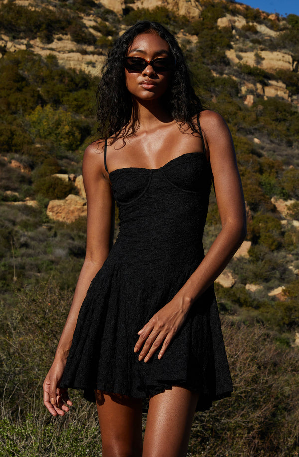 Sleeveless Black Bustier Mini Dress Shona Joy Black Dress Designer