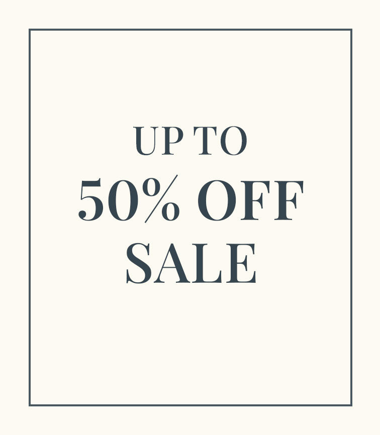 Plain background with dark text: "UP TO 50% OFF SALE."