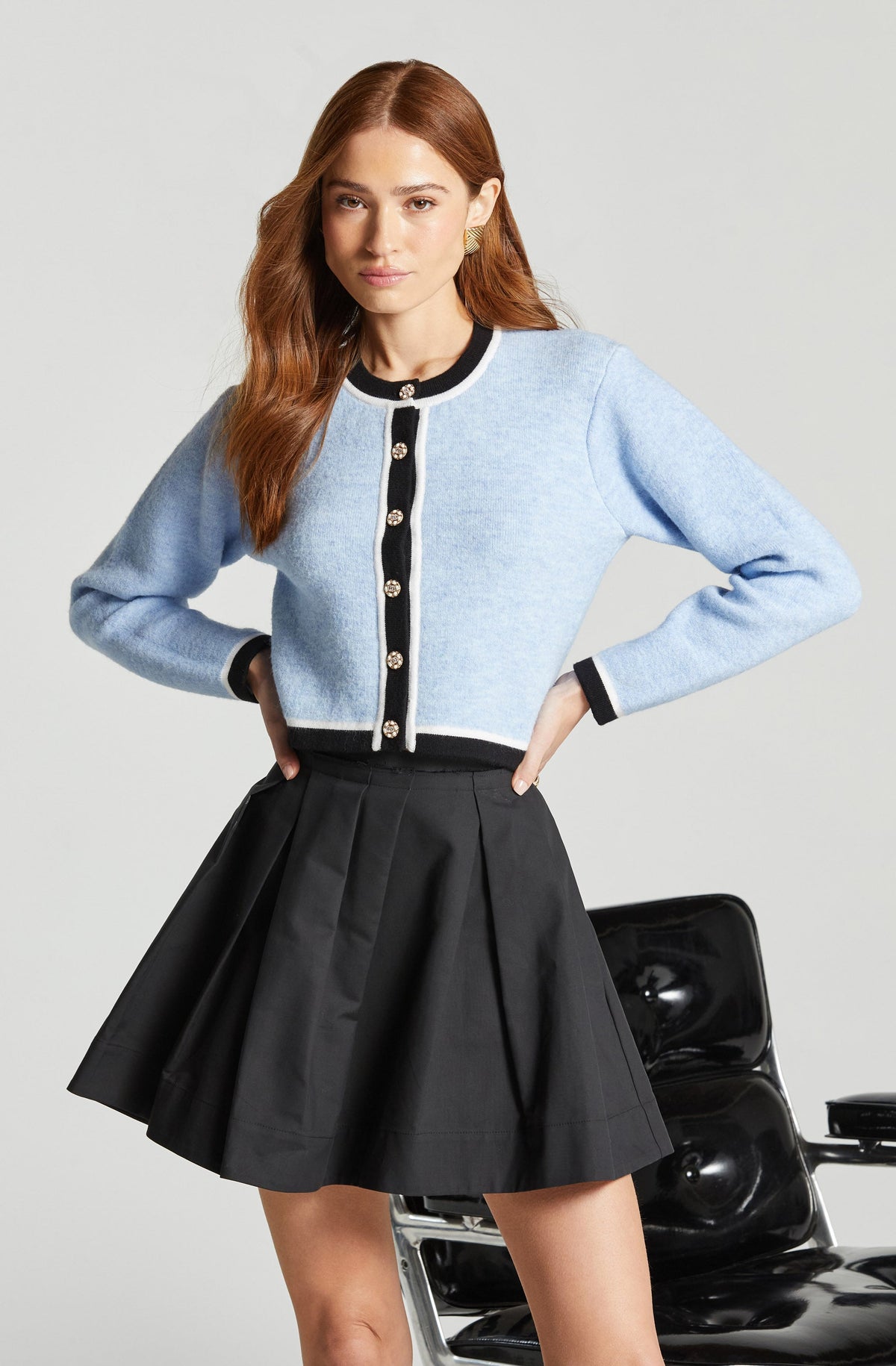 売れ筋商品|||スターター ニット&セーター アウター レディース Women's Cotton Contrast-Trim Button Cardigan Sweater Peyote Women's Knitted Cardigan Sweater Golden Buttons Front Patch