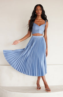 Pleated Satin Midi Skirt– ASTR the Label