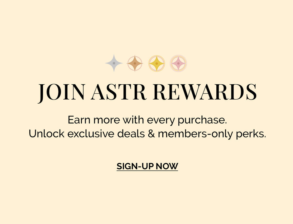 Four star-shaped icons in pastel colors above a beige background.